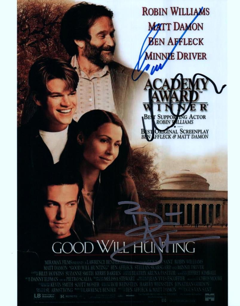 Robin Williams Ben Affleck Matt Damon signed 8×10 Photo Picture autographed COA