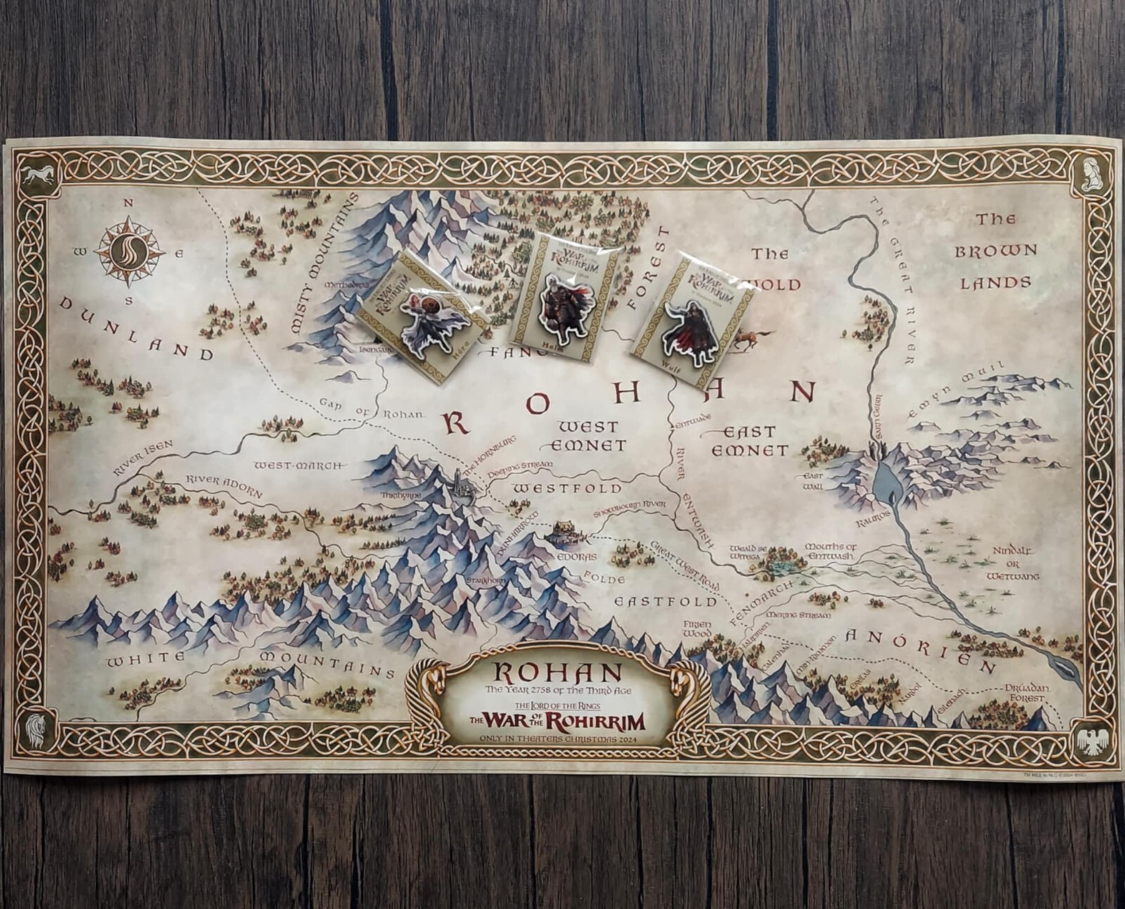 Lord of The Rings: War of The Rohirrim (2024) 13″x23″ Poster Map & set of 3 Pins