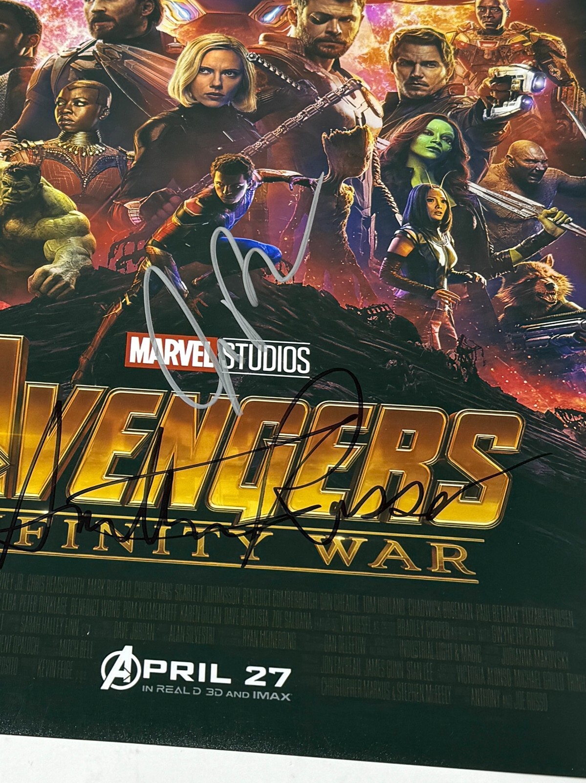 Joe & Anthony Russo Signed Autograph Avengers Infinity War Movie Poster BAS COA