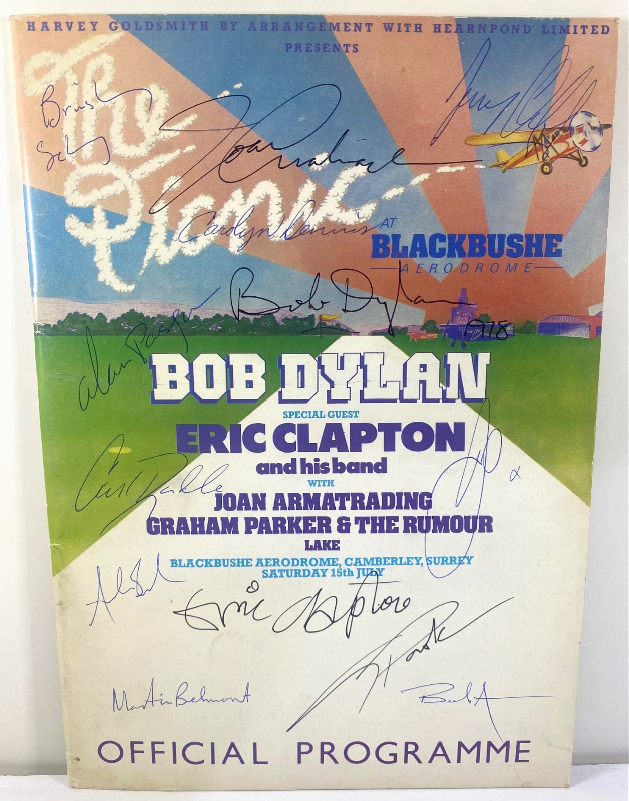 1978 The Picnic Concert Program Signed Bob Dylan Eric Clapton Carl Radle Oldaker
