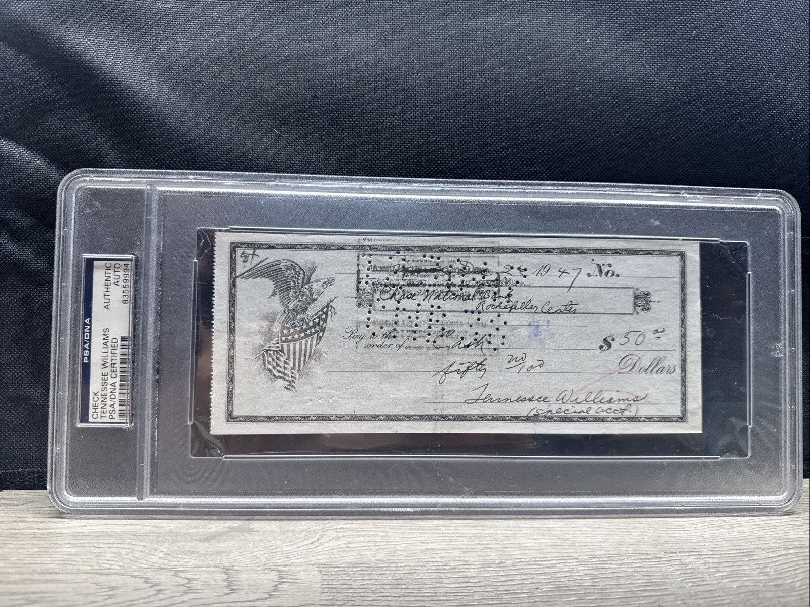 1947 Tennessee Williams Chase Rockefeller Cancelled Check Autograph PSA/DNA