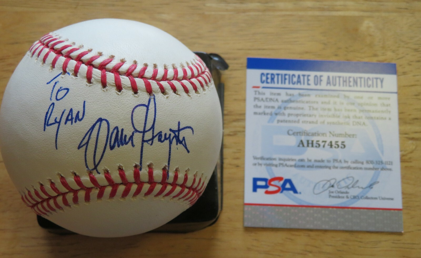 DENNIS HAYSBERT signed Baseball PSA Major League President David Palmer 24 RYAN