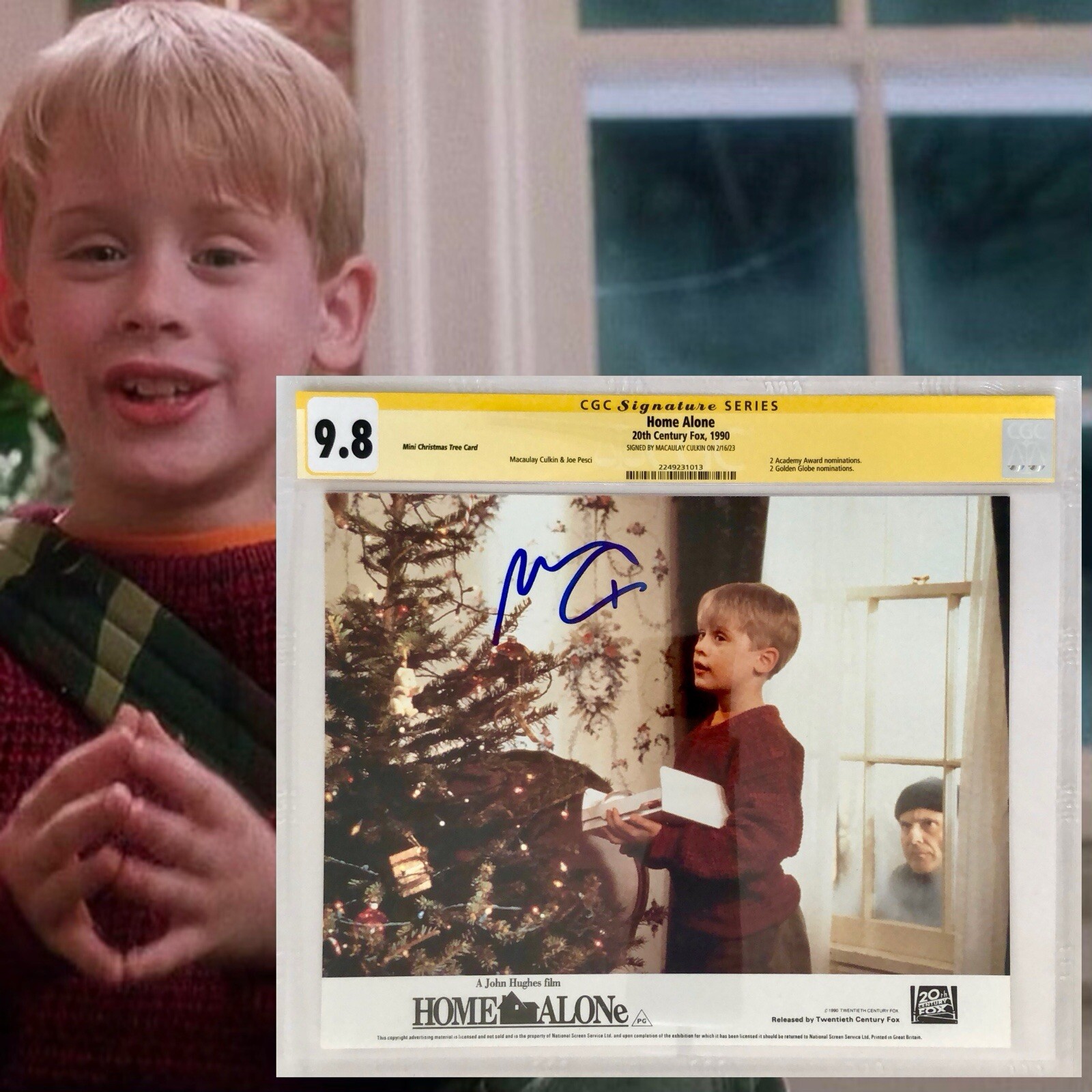 CGC 9.8 SS Home Alone Mini Lobby Card signed by Macaulay Culkin 8×10 1990
