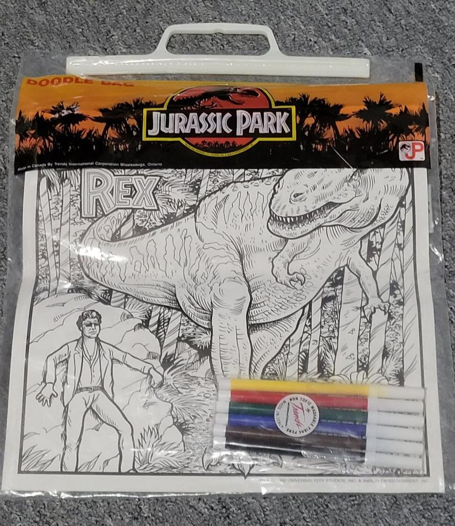 Retro Vintage 1992 Jurassic Park Doodle Bag Coloring Kit by Trends International