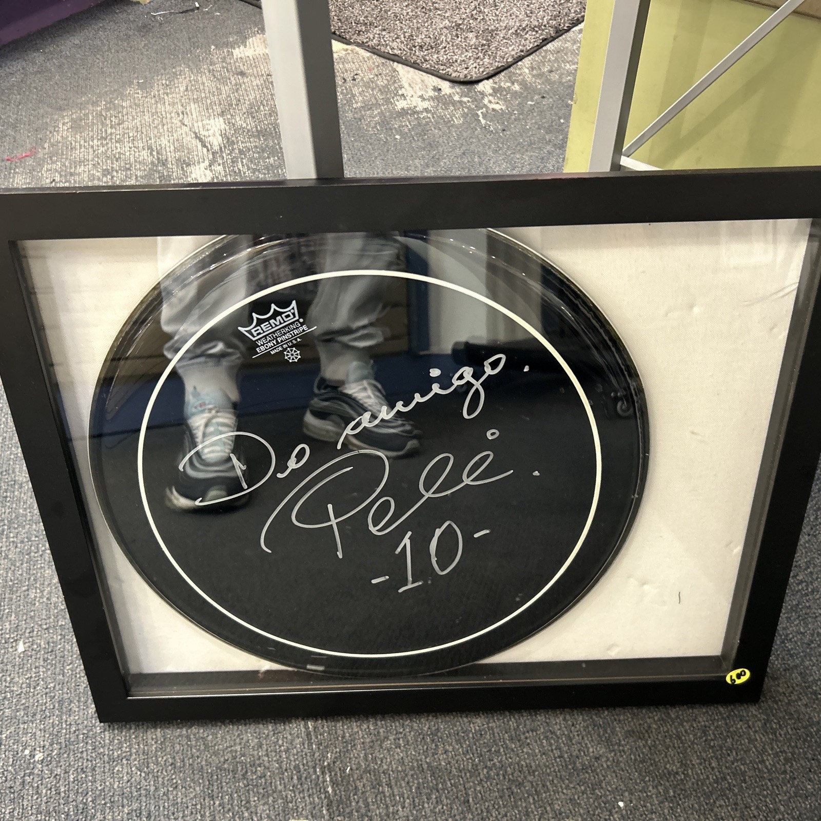 Soccer Great Pele Autographed Black Drumhead Insribed #10 PSA/DNA Authenticated