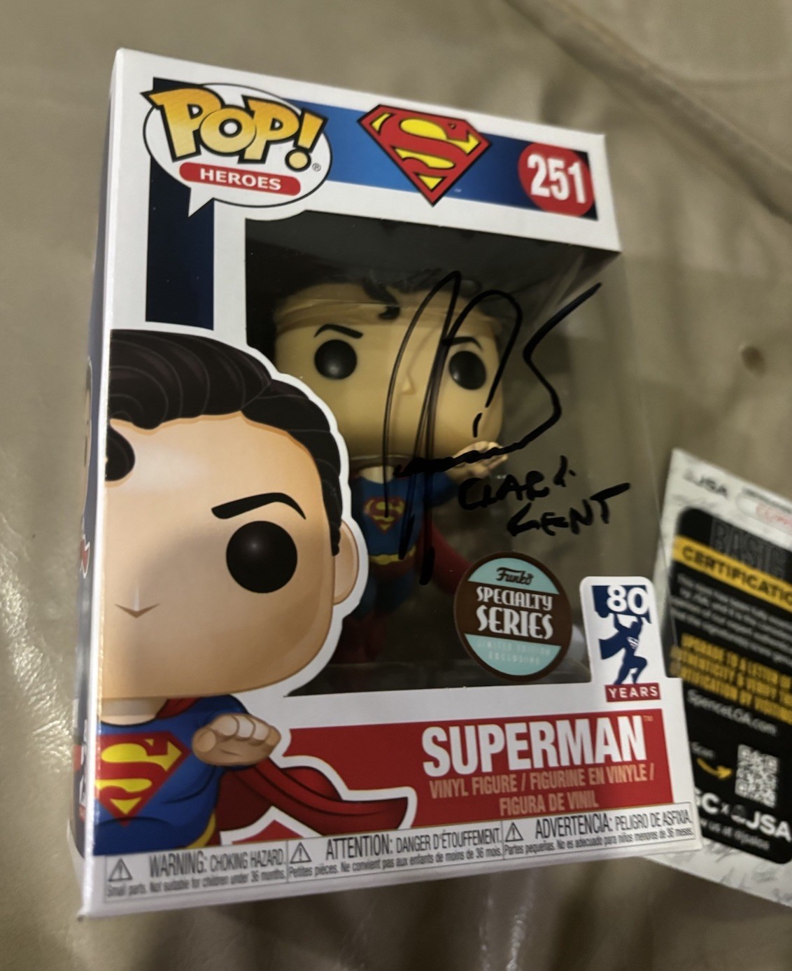 Superman Funko Pop Signed By David Corenswet W/JSA Authentication Clark Kent