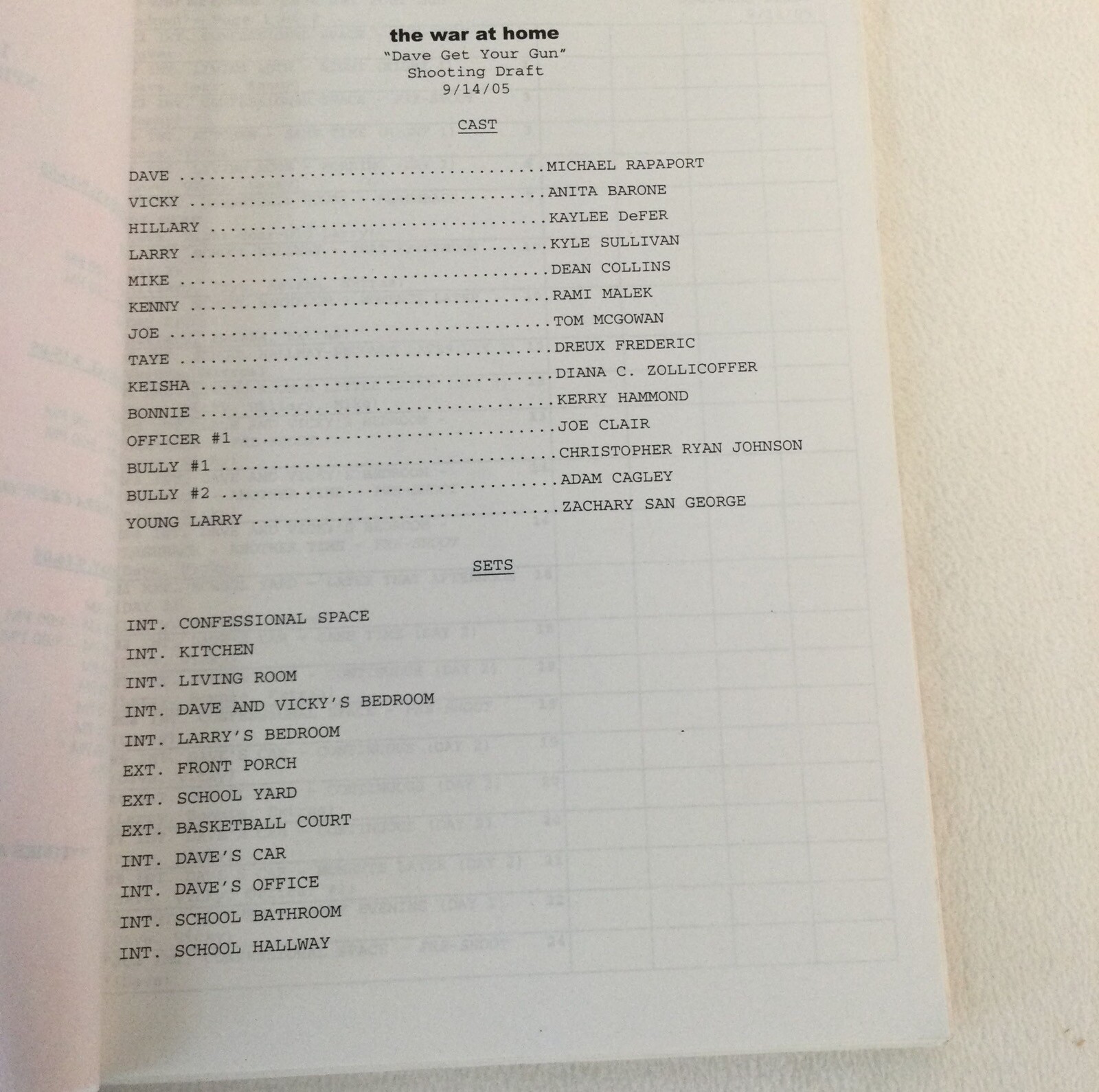 SCRIPT SIGNED The War At Home Script (2005) Autographed By Cast Rami Malek TV Me