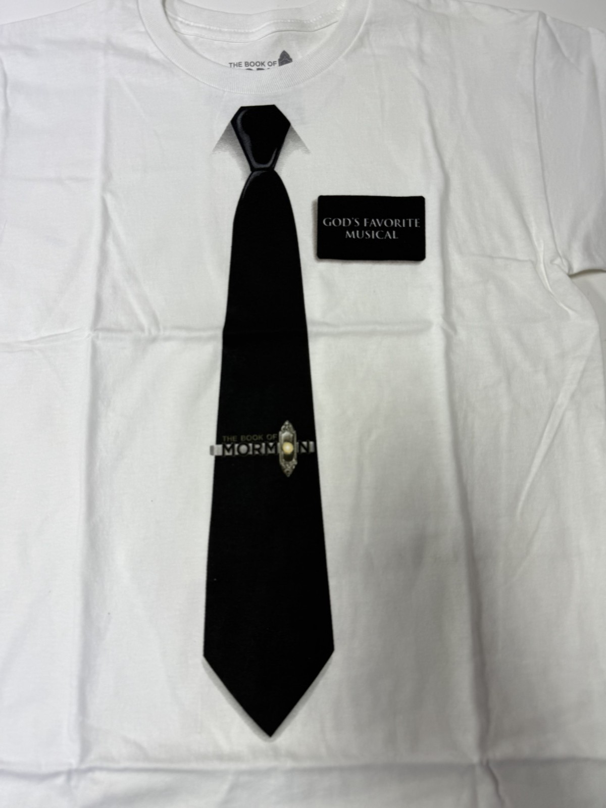 THE BOOK OF MORMON BROADWAY MUSICAL + TIE TEE T-SHIRT + ORIGINAL! NEW MERCHANDIS