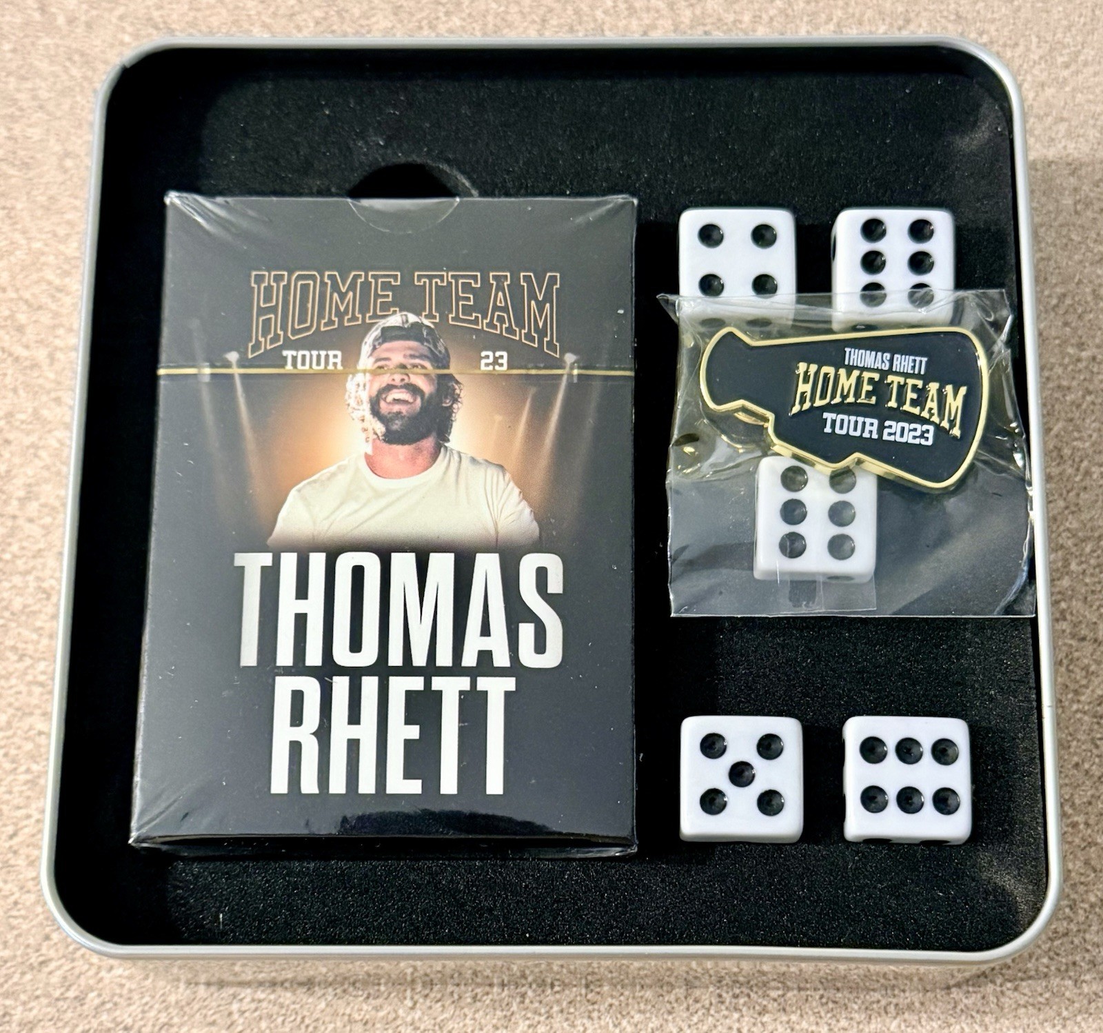 Thomas Rhett Home Team Tour 2023 VIP Game Set Tin Sealed Cards Dice Pin