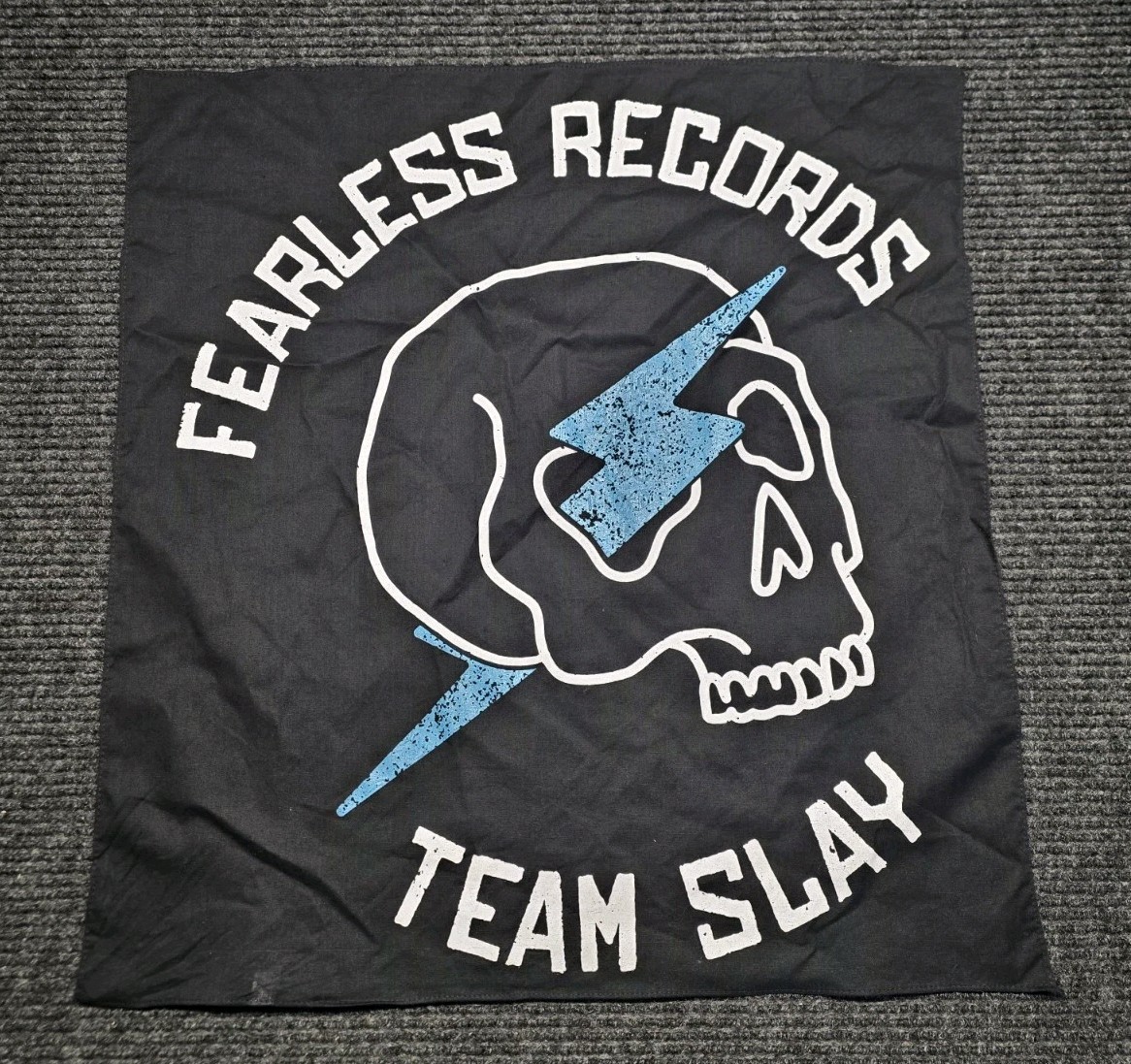 Fearless Records Team Slay Skull & Bolt Bandana Banner 20×20