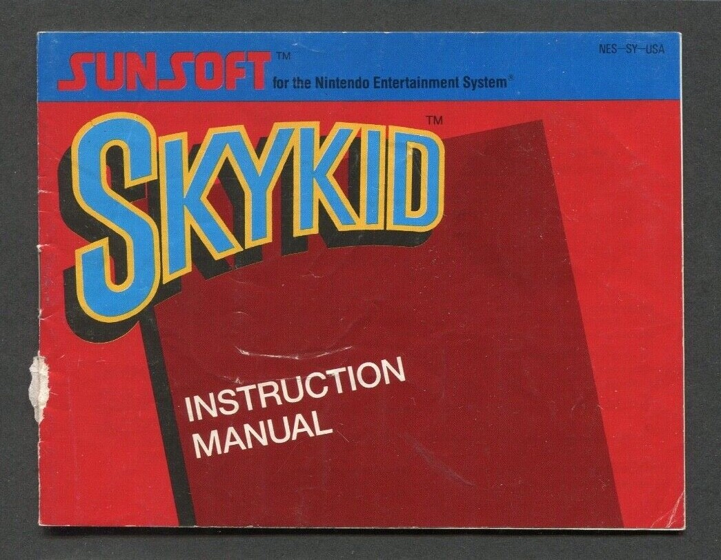 Nintendo Skykid NES Manual Only, 1987 No Game, Instruction Booklet SunSoft Namco