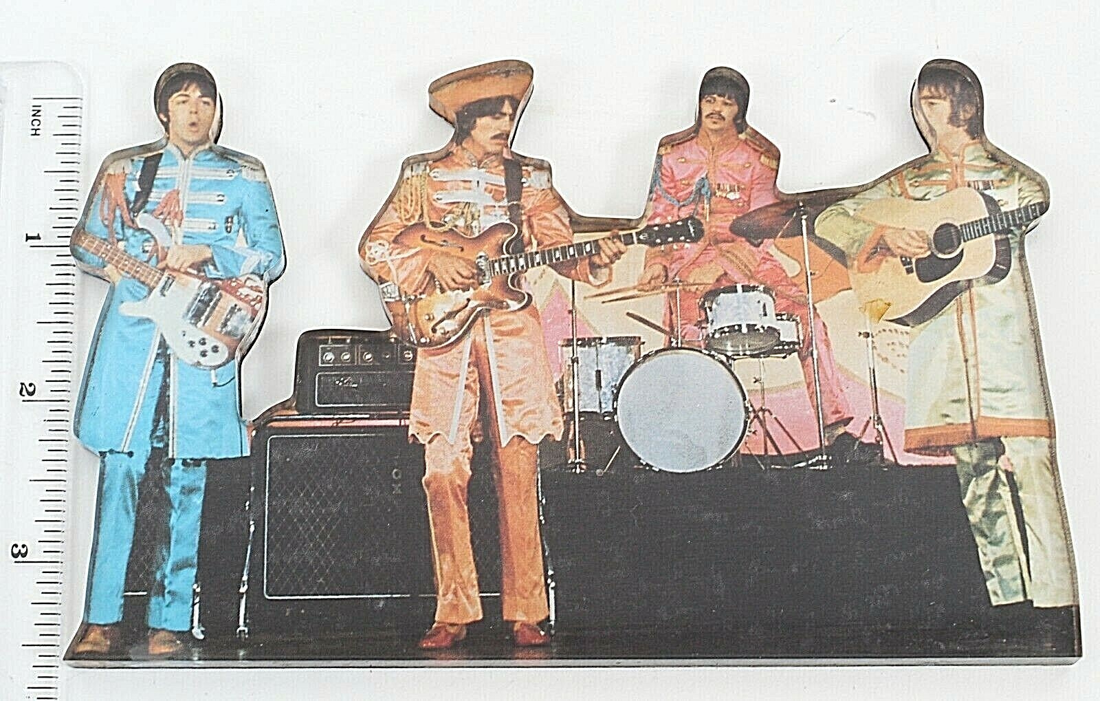 The Beatles Color Photo Lonely Hearts Club Plexiglass 6 x 3.75 Magnet