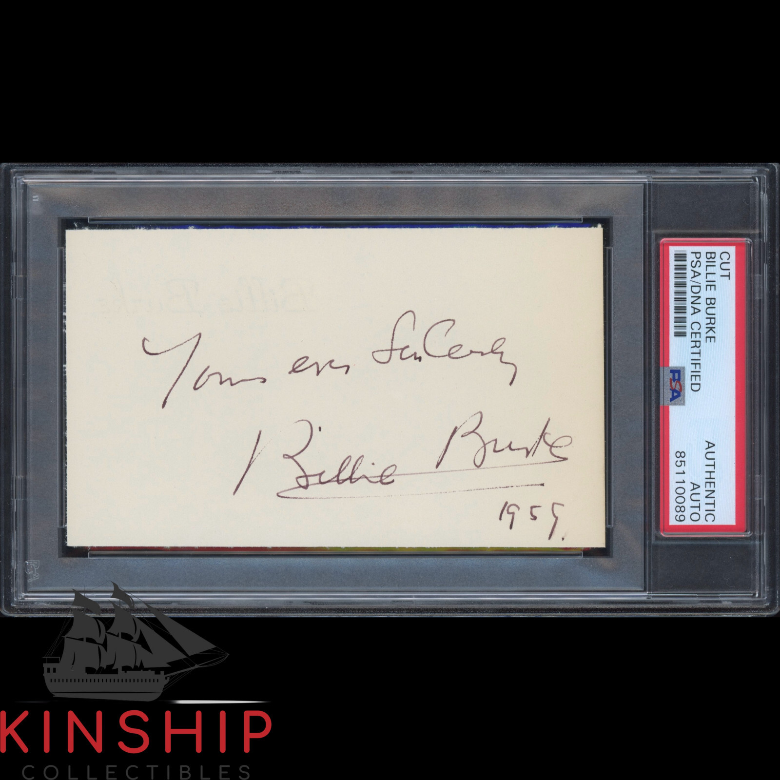 Billie Burke signed 3×5 Cut PSA DNA Slabbed Inscribed Auto Wizard of Oz C2445