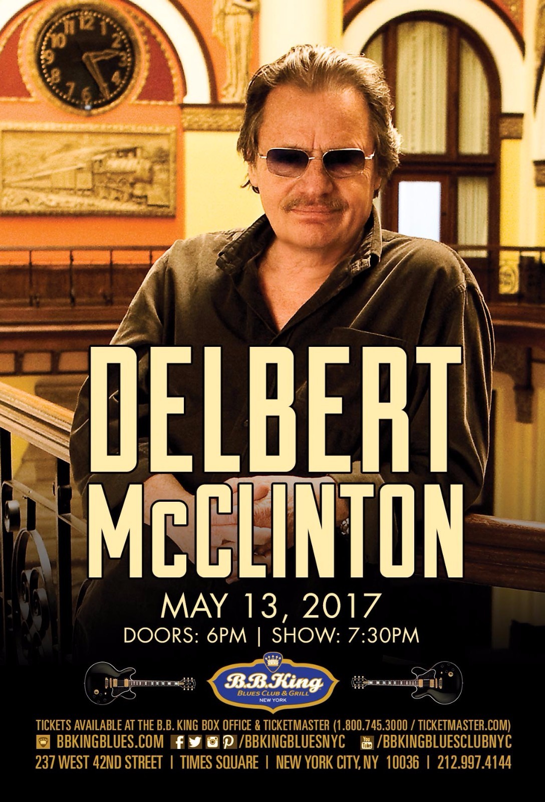 DELBERT MCCLINTON 2017 NEW YORK CONCERT TOUR POSTER – Blues / Roots Rock Music