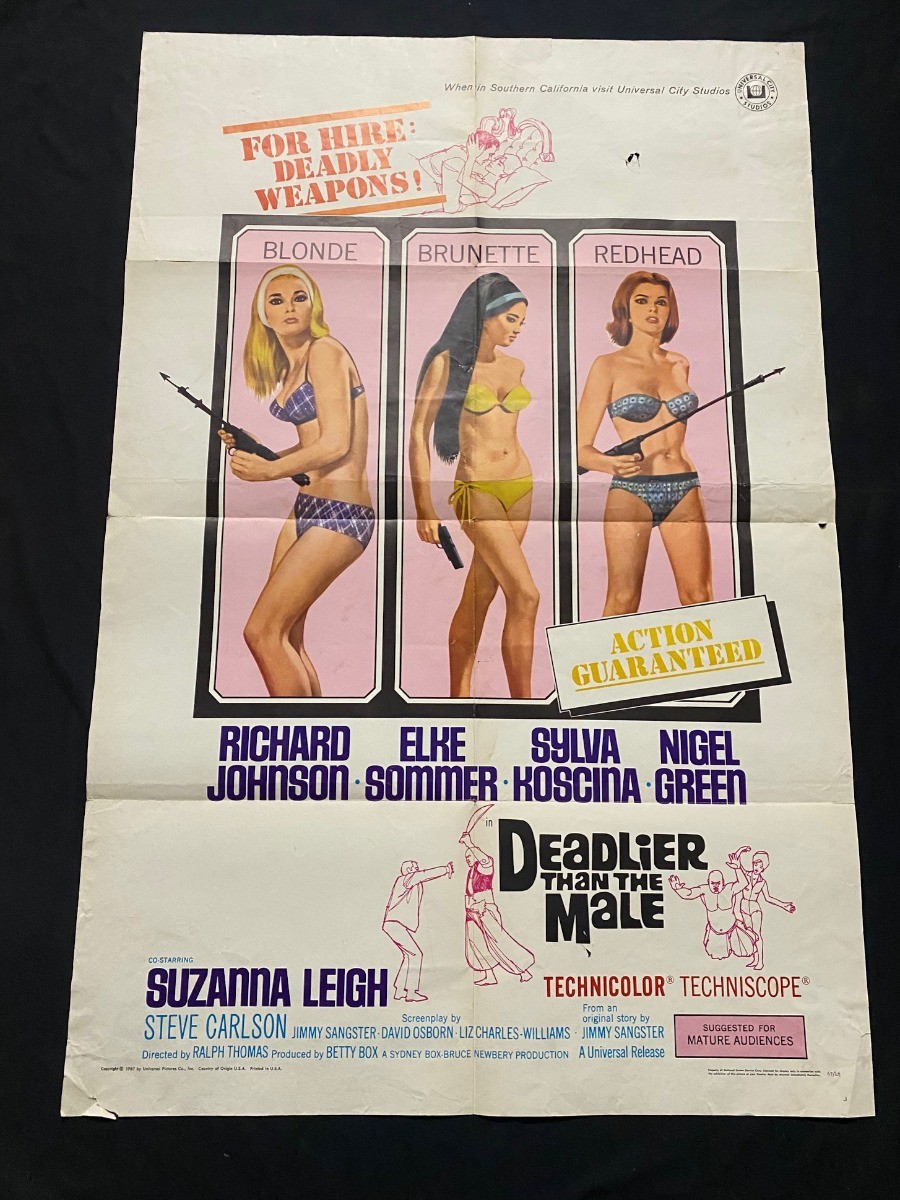 Deadlier Than The Male Original One Sheet Movie Poster Elke Sommer 1967