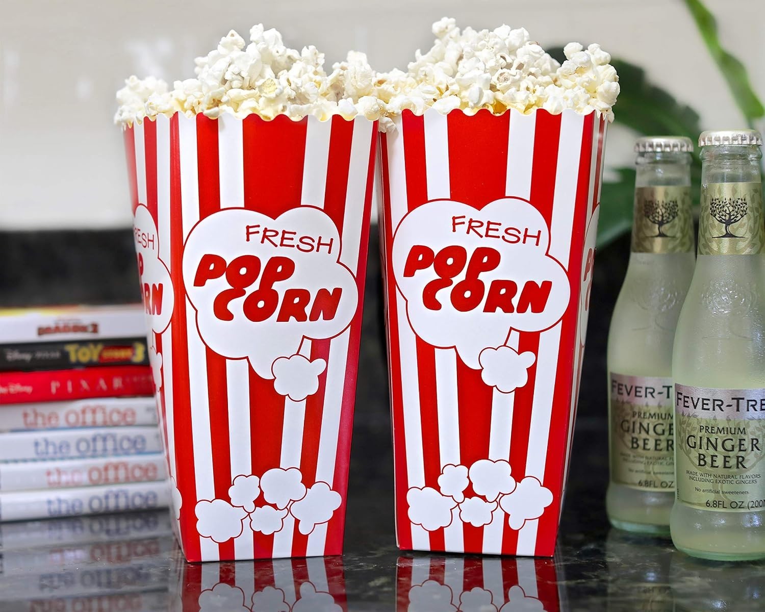 15 Retro Carnival Popcorn Boxes – 46 Oz Collapsible Snack Containers