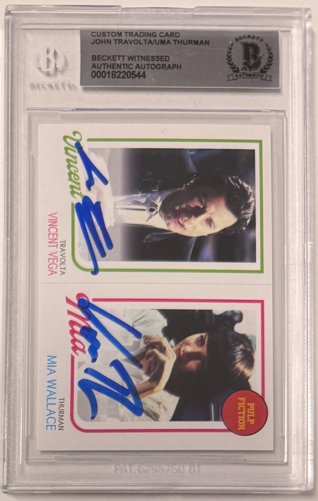 Custom Card Pulp Fiction #94 Signed John Travolta Uma Thurman Beckett Witnessed