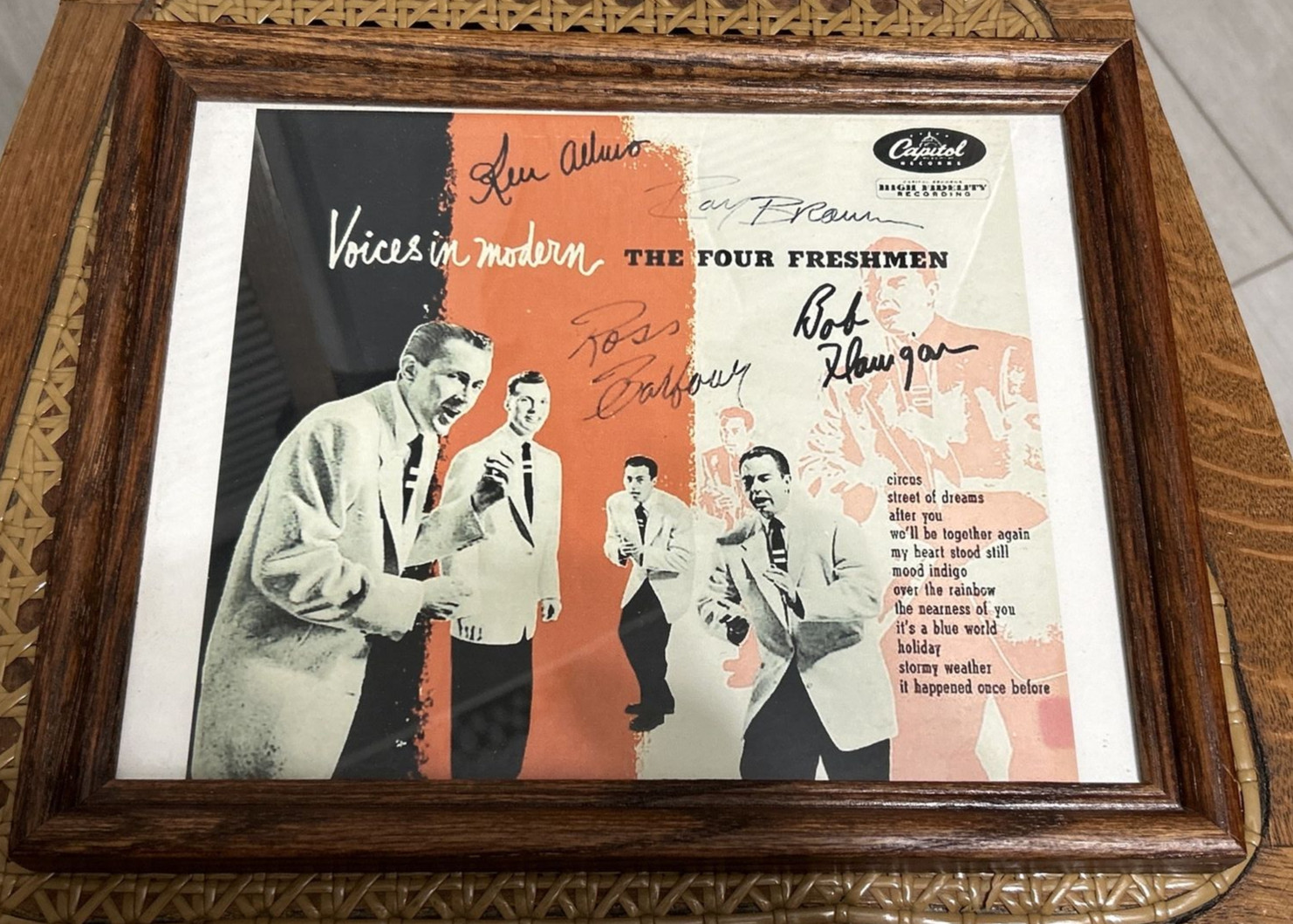 The Four Freshmen ‎– Voices in Modern Print, autographed, framed.