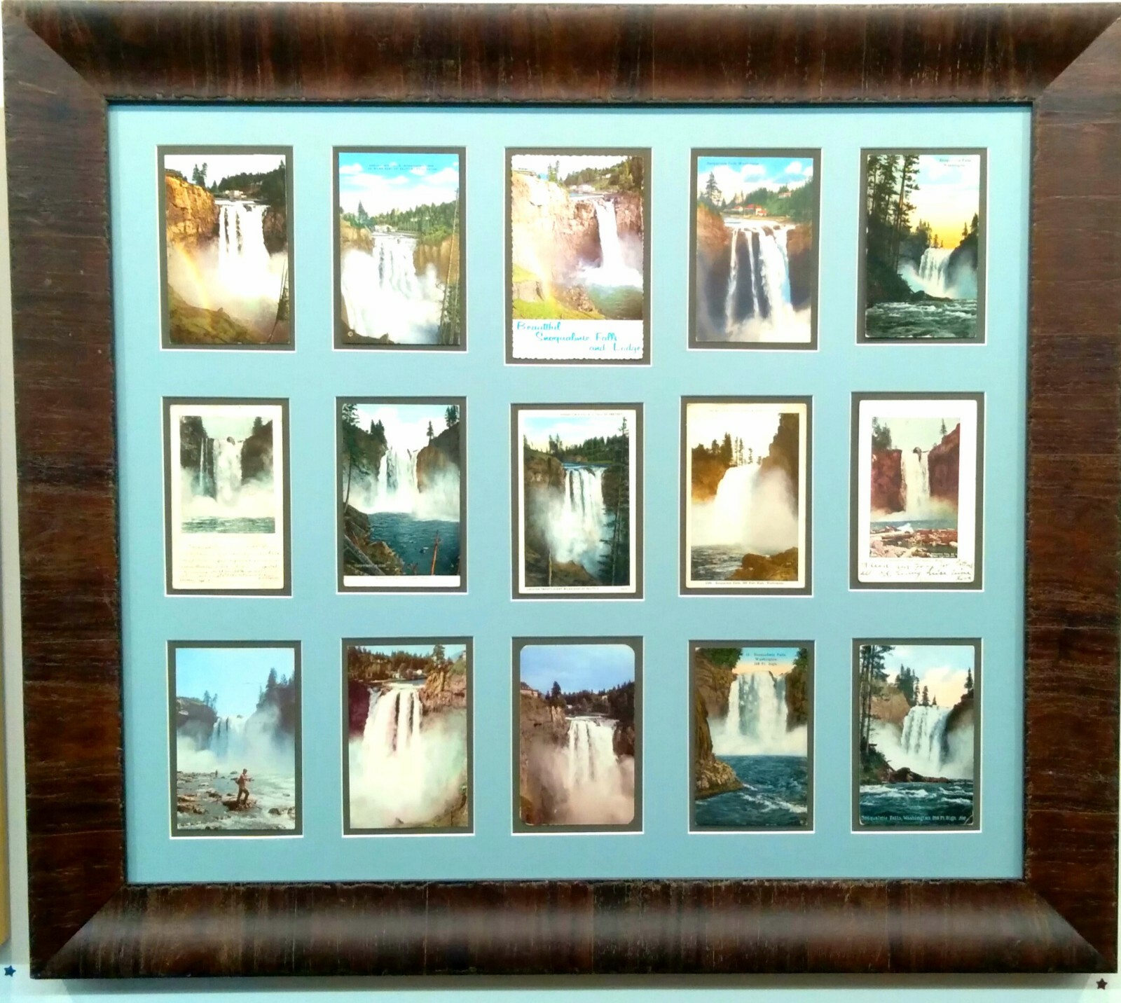 TWIN PEAKS INTRO RARE ANTIQUE POSTCARD DISPLAY IN WALNUT BARK FRAME DAVID LYNCH