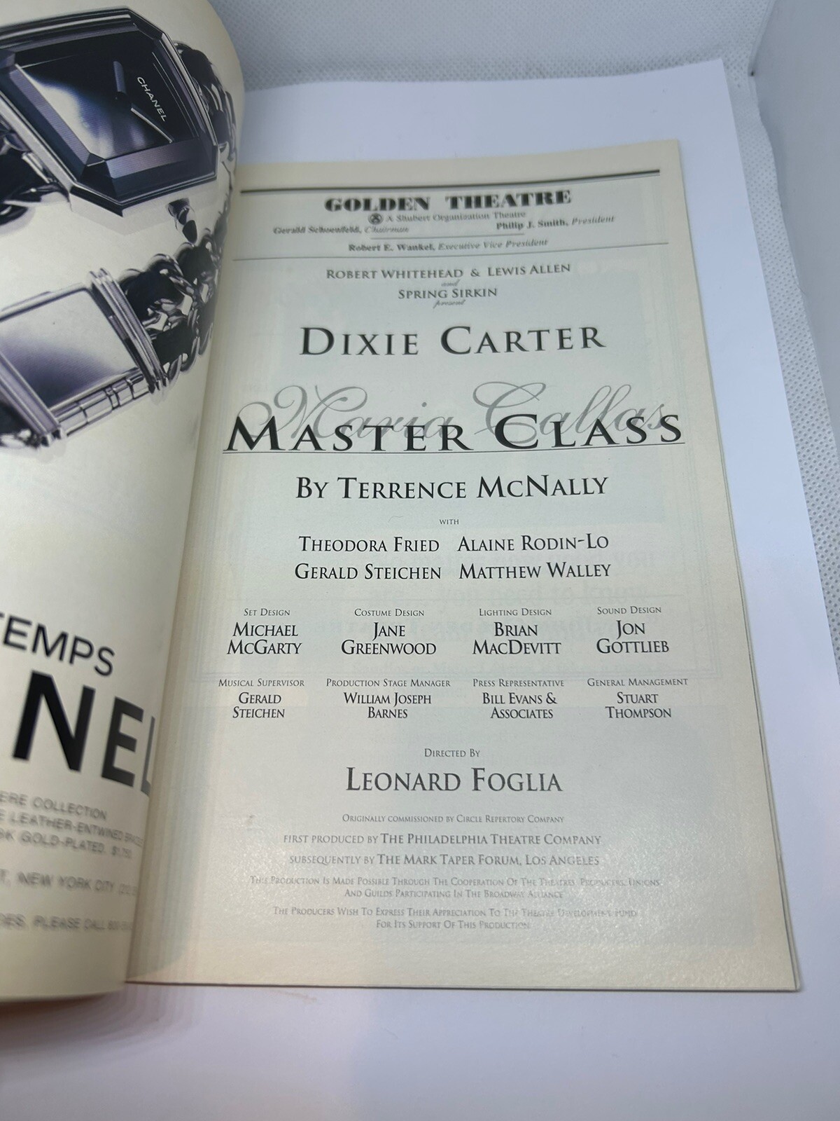 MASTER CLASS, PLAYBILL, April 1997, JOHN GOLDEN THEATRE