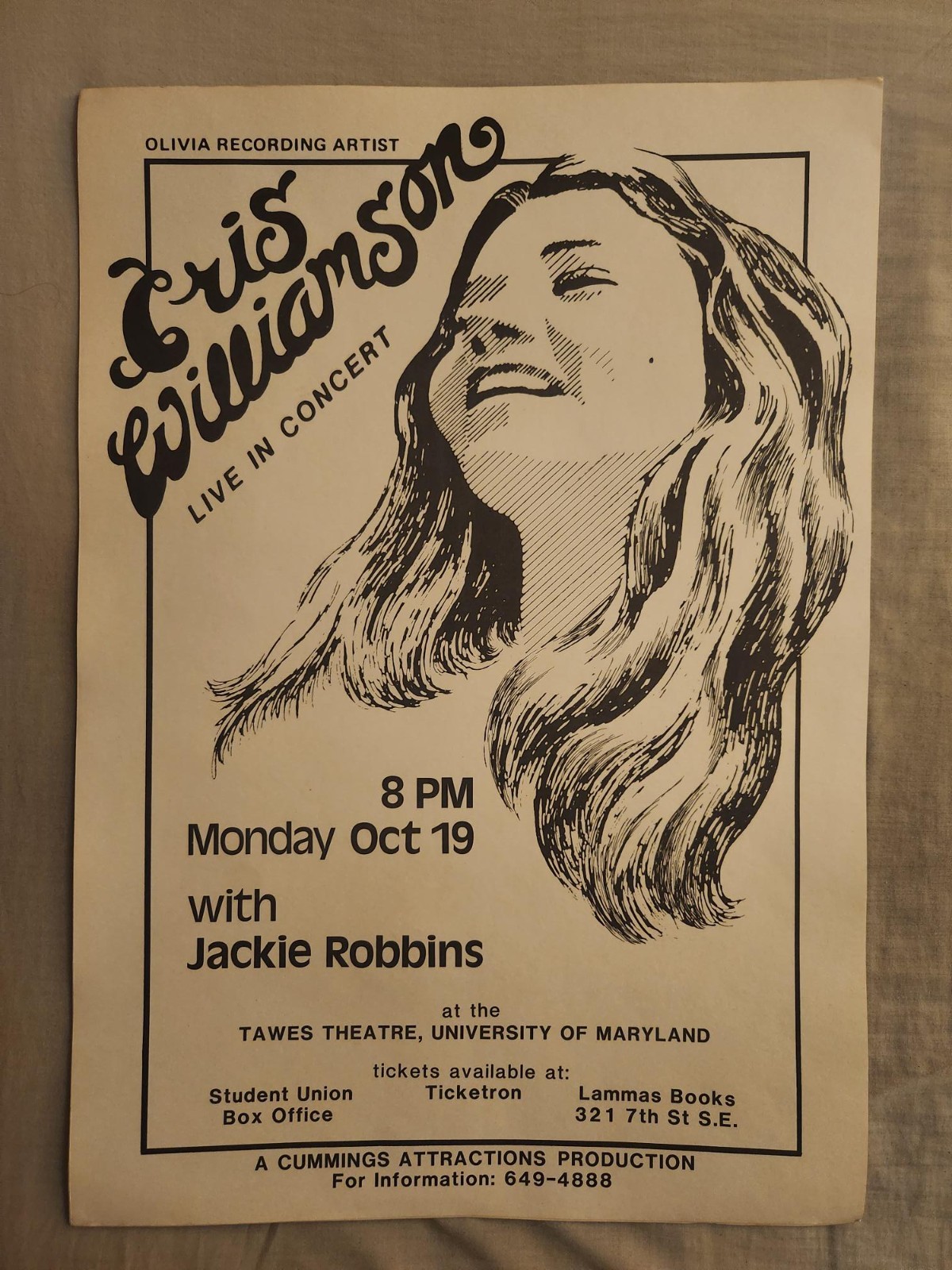 Cris Williamson Jackie Robbins Concert Poster-Excellent Condition-Very Nice!