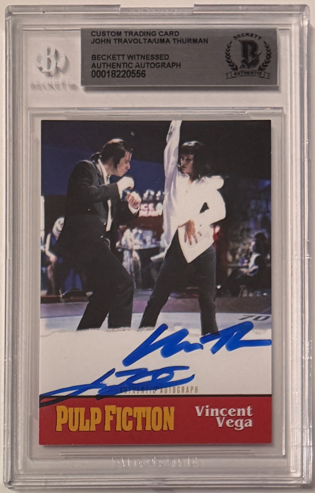 Custom Card Pulp Fiction #94 Signed John Travolta Uma Thurman Beckett Witnessed