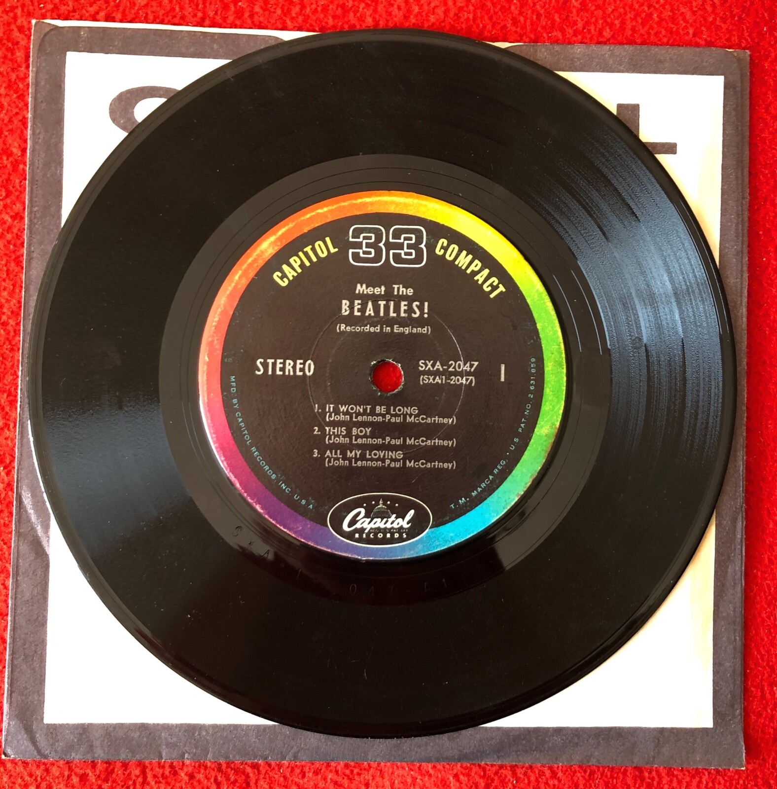 (CAPITOL COMPACT 33) ~ MEET THE BEATLES- SXA- 2047 Stereo ~ VG-
