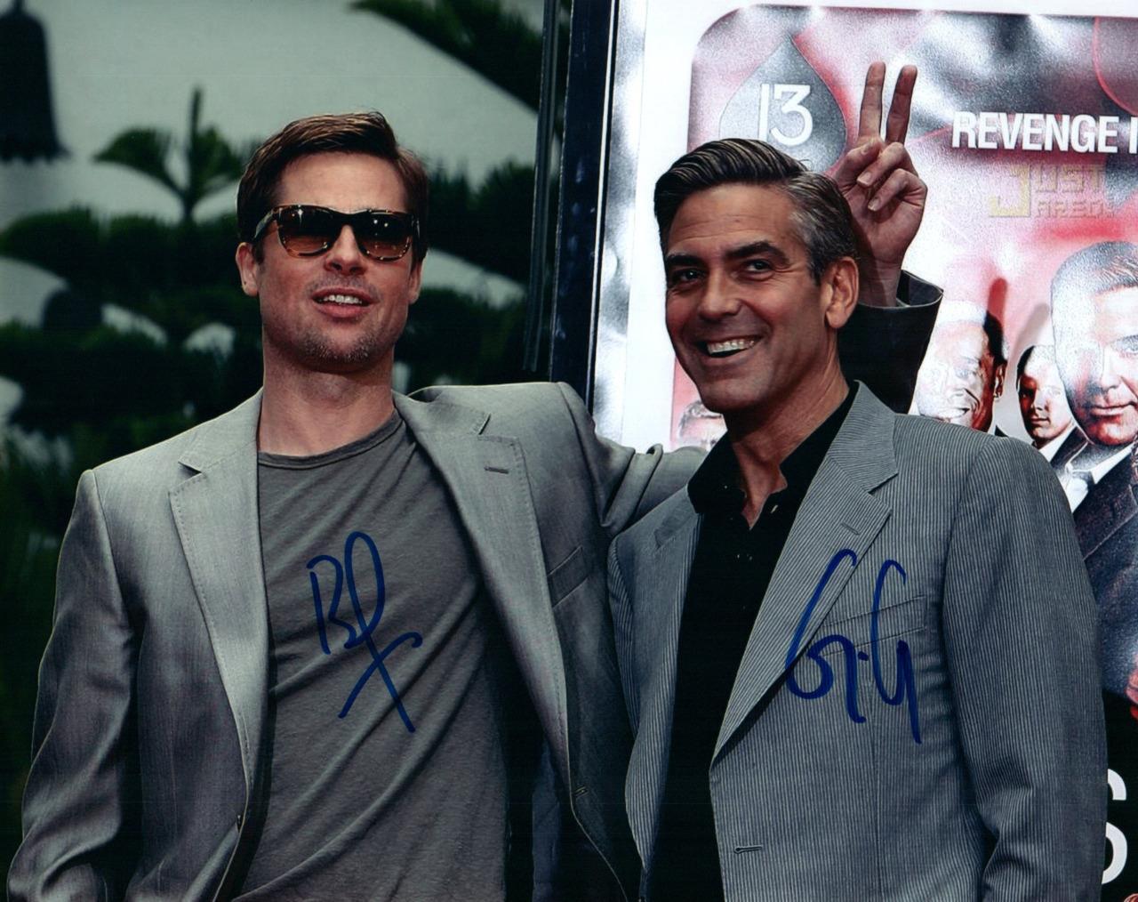 George Clooney Brad Pitt signed 8×10 Photo autographed Picture with COA