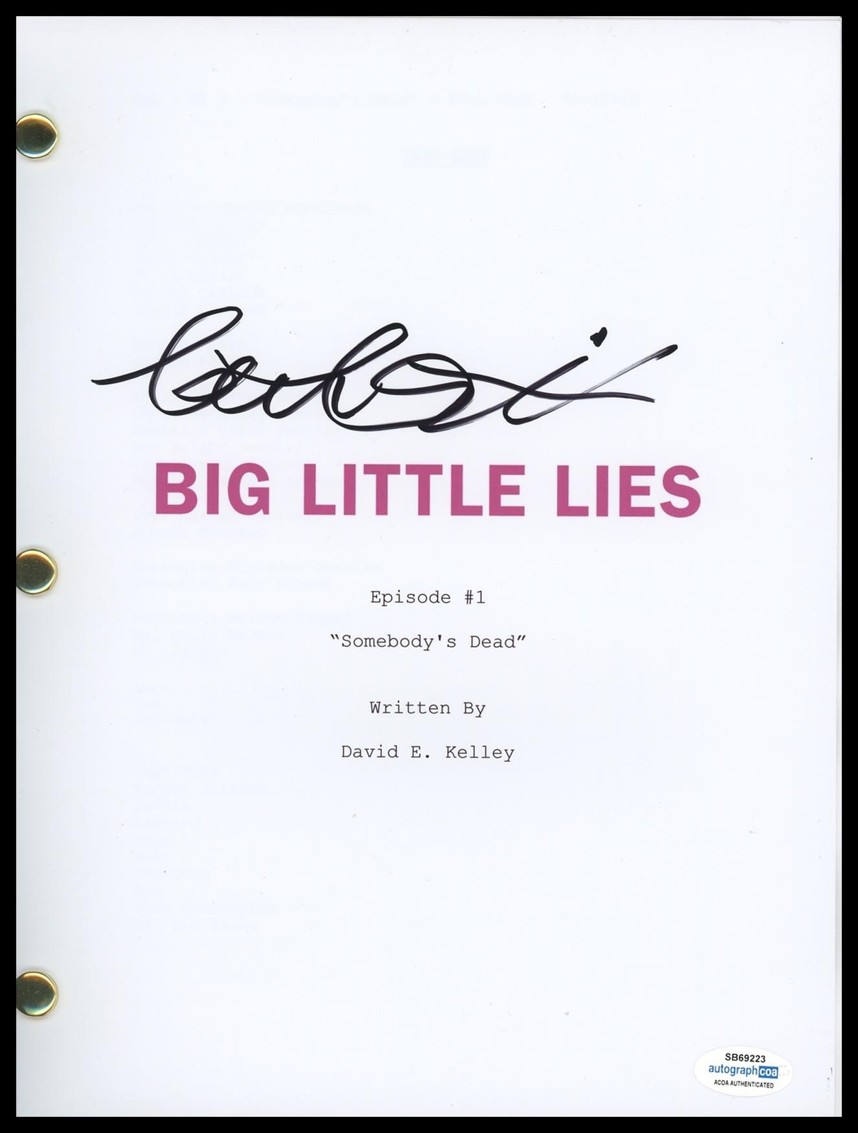 Cameron Crovetti “Big Little Lies” AUTOGRAPH Signed Pilot Episode Script ACOA