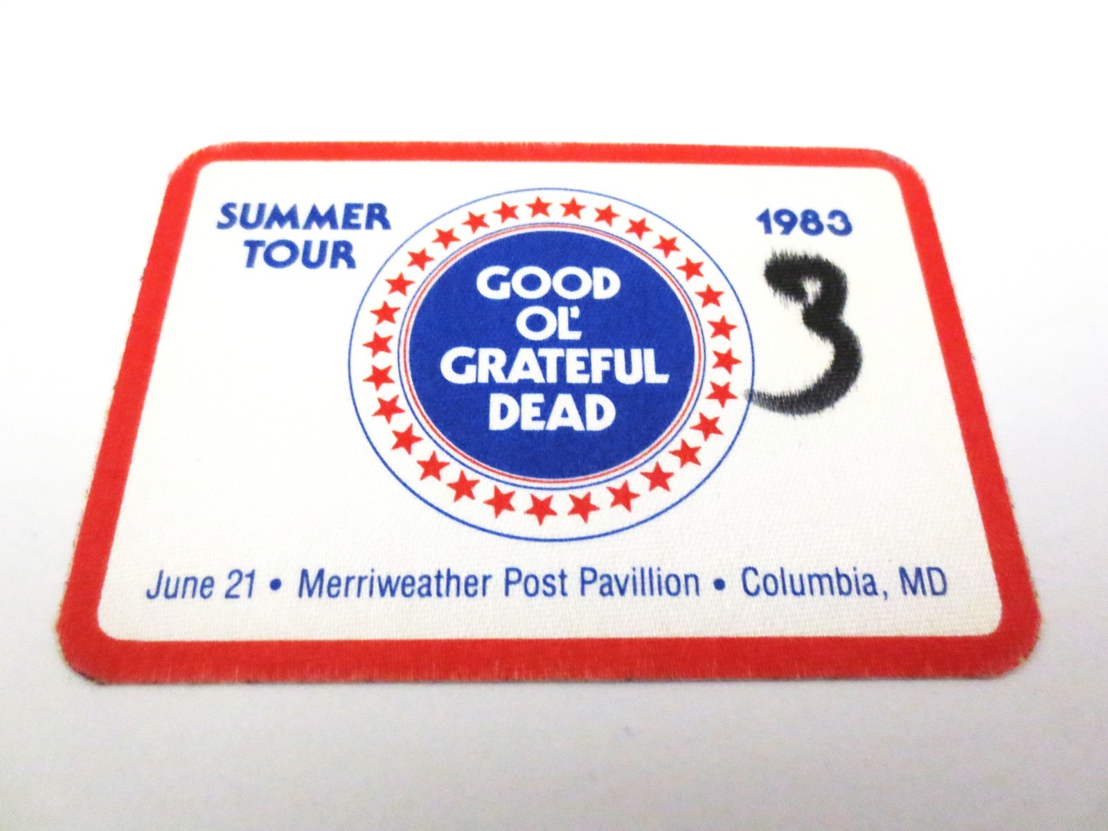 Grateful Dead Backstage Pass Merriweather Columbia Maryland MD 6/21/83 6/21/1983