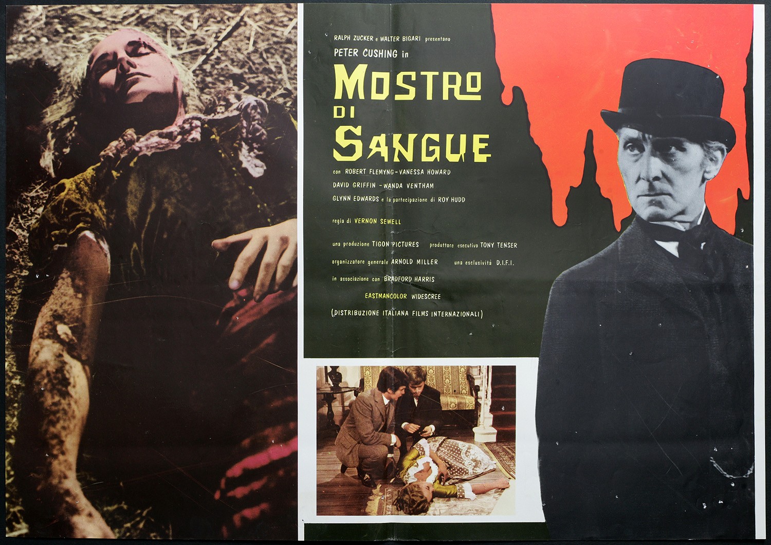 BLOOD BEAST TERROR orignal movie poster CUSHING, sewell ITALIAN RELEASE