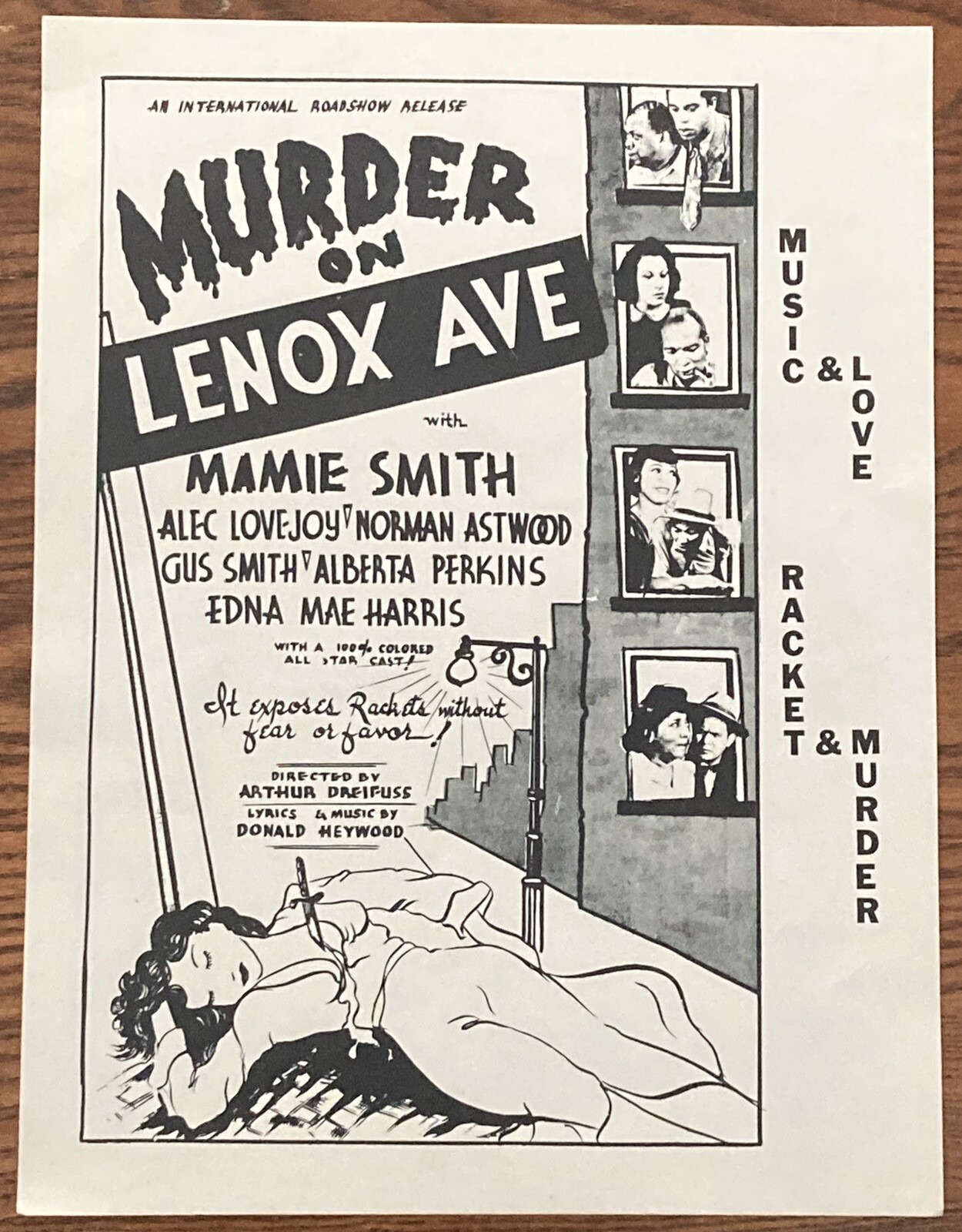 Murder on Lenox Ave Movie Poster 9 1/2″ x 12 1/4″ B/W Mamie Smith 1941 Movie