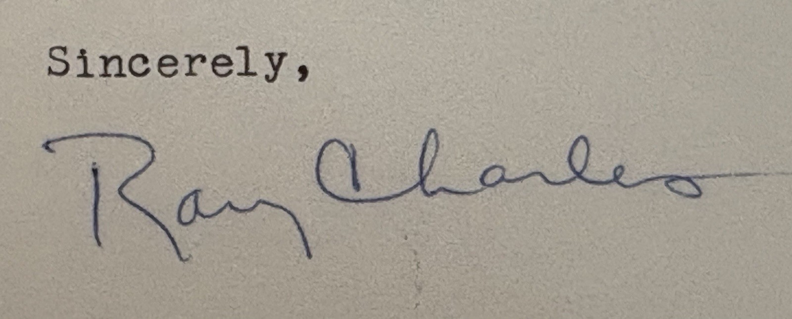 1967 Ray Charles Signed Letter On Watermarked Letterhead