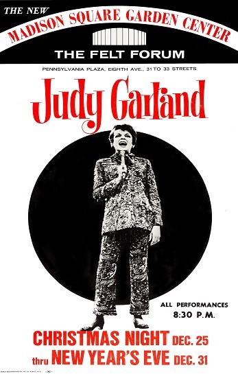 1967 JUDY GARLAND CHRISTMAS CONCERT POSTER THE FELT FORUM MSG NYC – 11″x17″