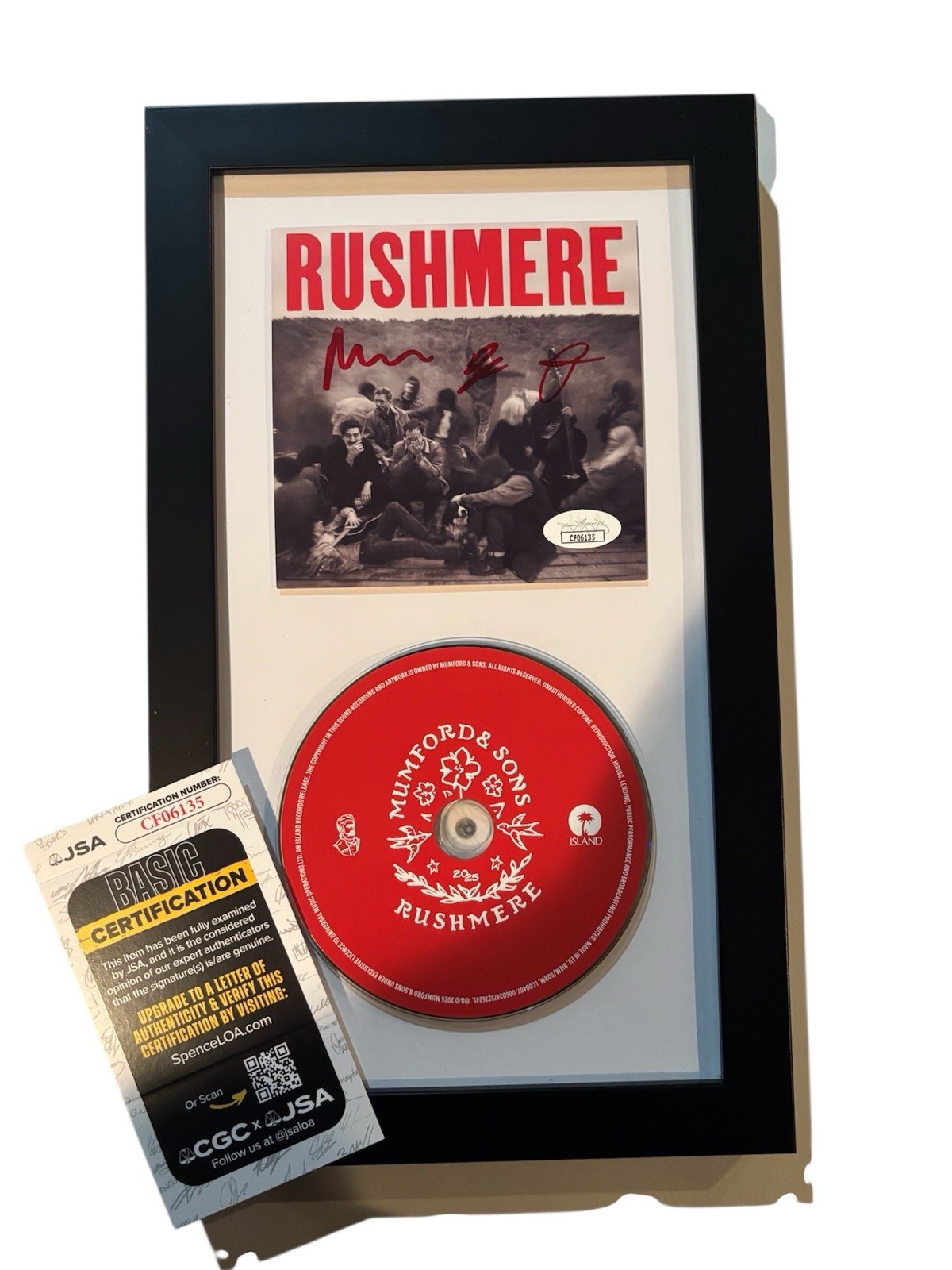 MUMFORD & SONS RUSHMERE Signed CD Framed Display and JSA COA Marcus +2