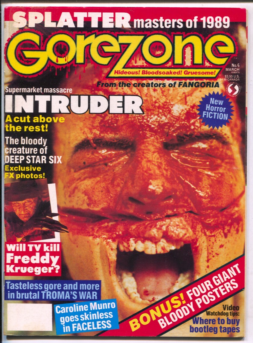 GoreZone #6 3/1989-Caroline Munro-Scott Spiegel-poster attached-star pix-film…