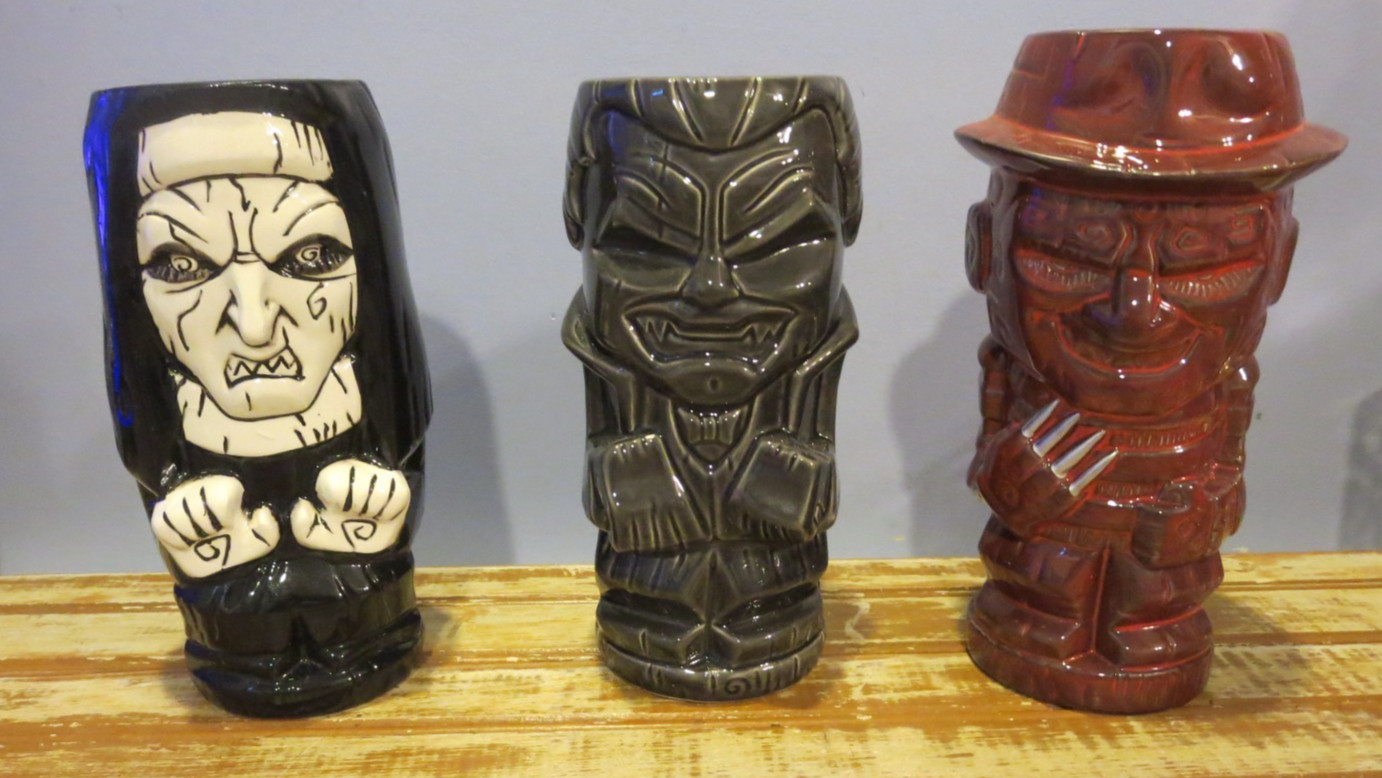 Lot of 3 Geeki Tikis Ceramic Mugs: The Nun, Dracula, Freddy Krueger