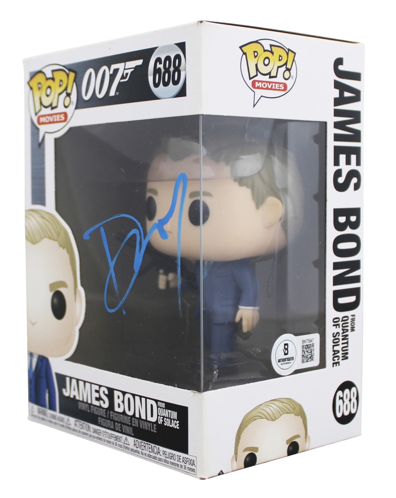 Daniel Craig James Bond 007 Signed James Bond #688 Funko Pop Figure BAS #BN75947