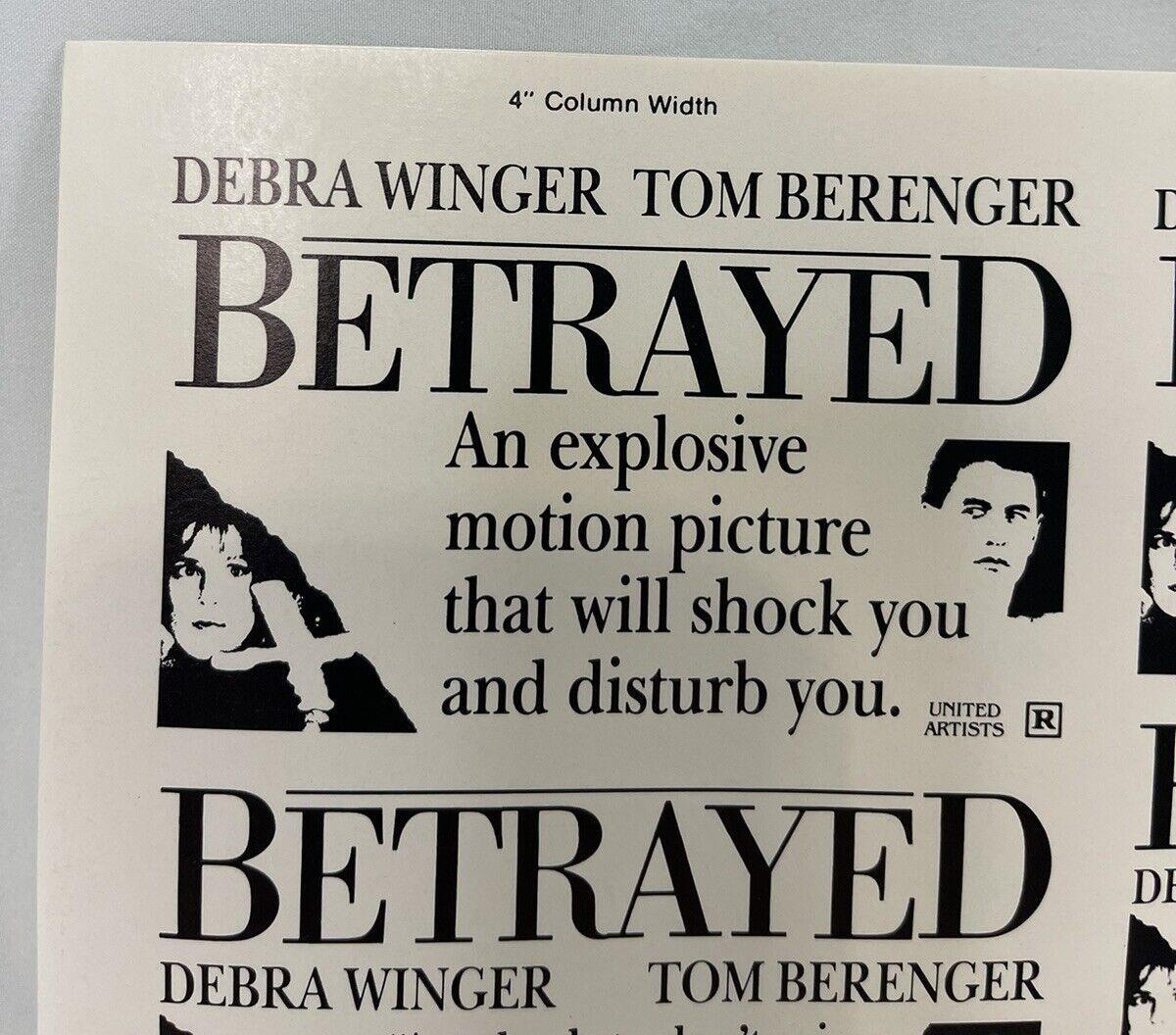 BETRAYED Movie Mini Ad Sheet Vintage Promo Advertising Poster Clip Art