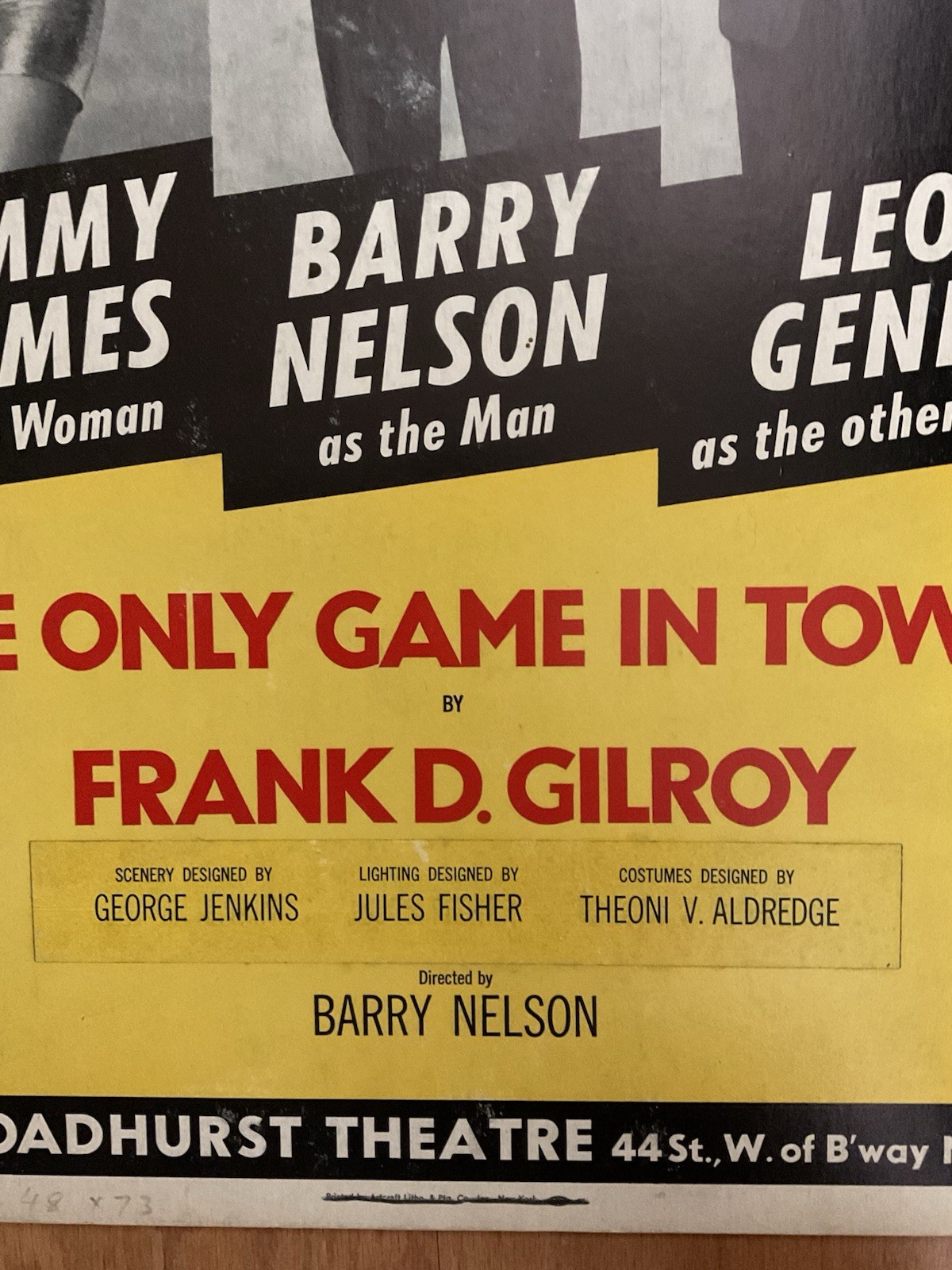 Rare Flop Window Card Poster Broadway Only Game In Town Tammy Grimes 14×22