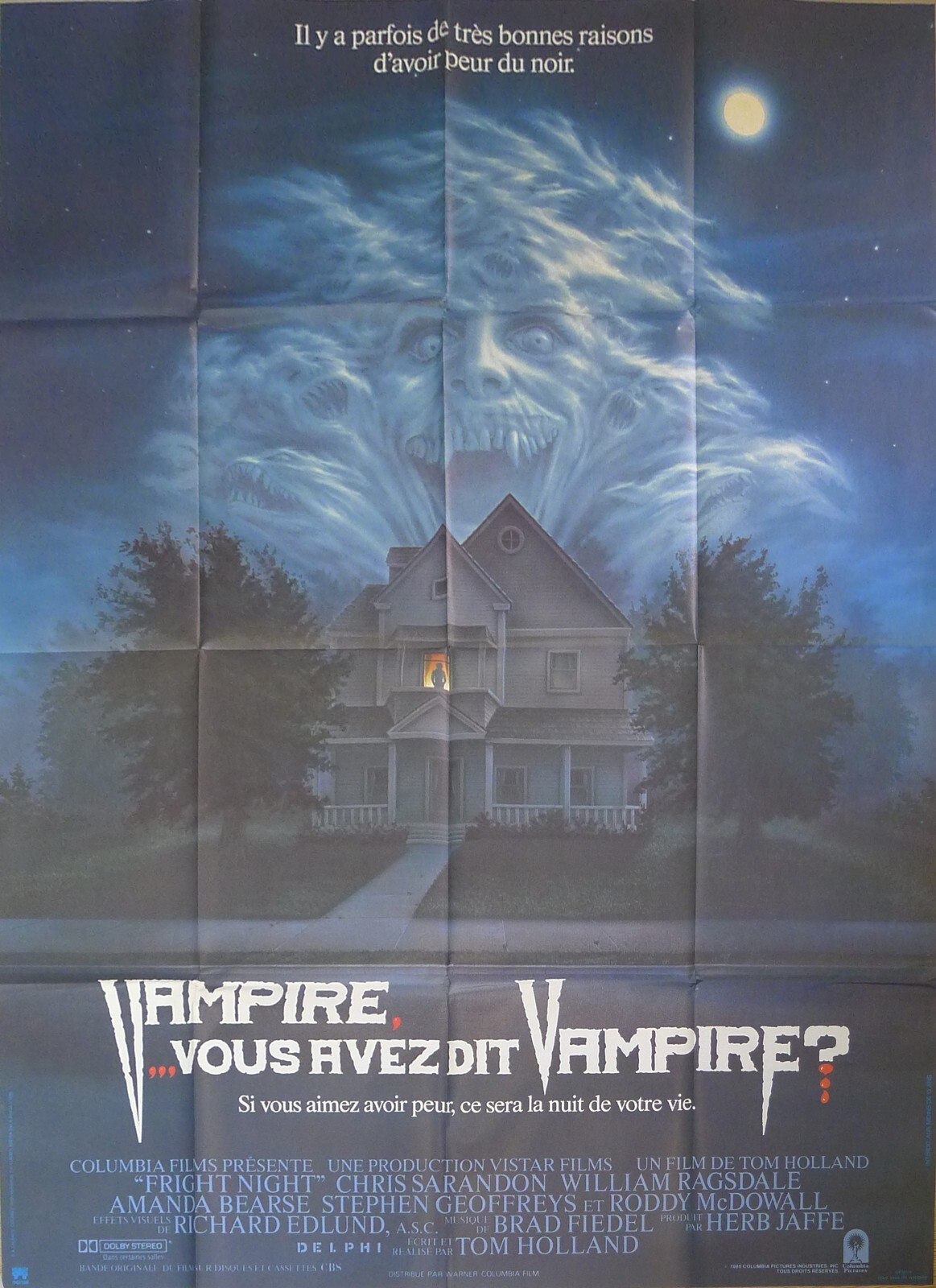 FRIGHT NIGHT – VAMPIRE – ORIGINAL LARGE FRENCH MOVIE POSTER