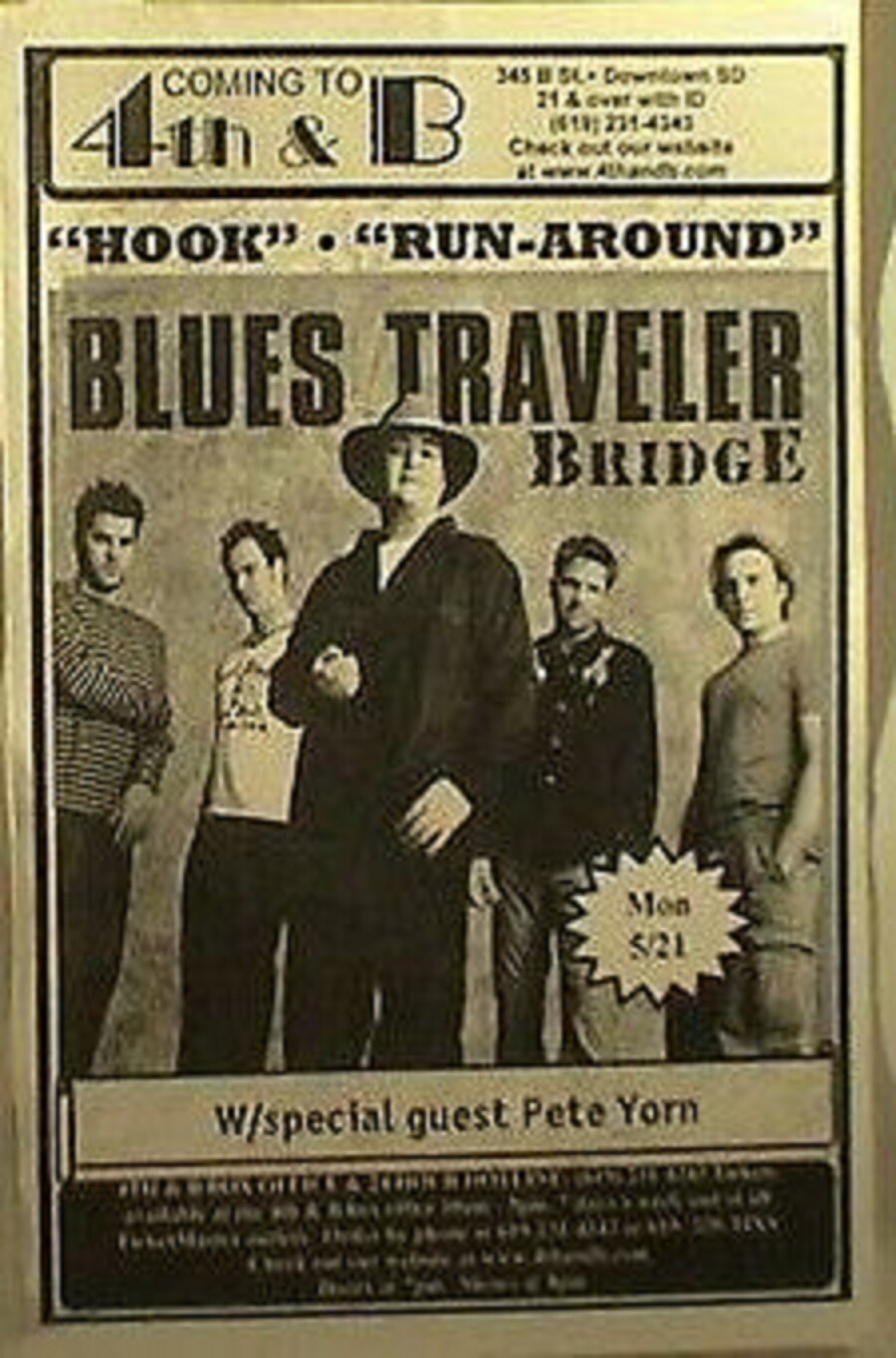 BLUES TRAVELER / PETE YORN 2001 SAN DIEGO CONCERT POSTER – Jam Rock