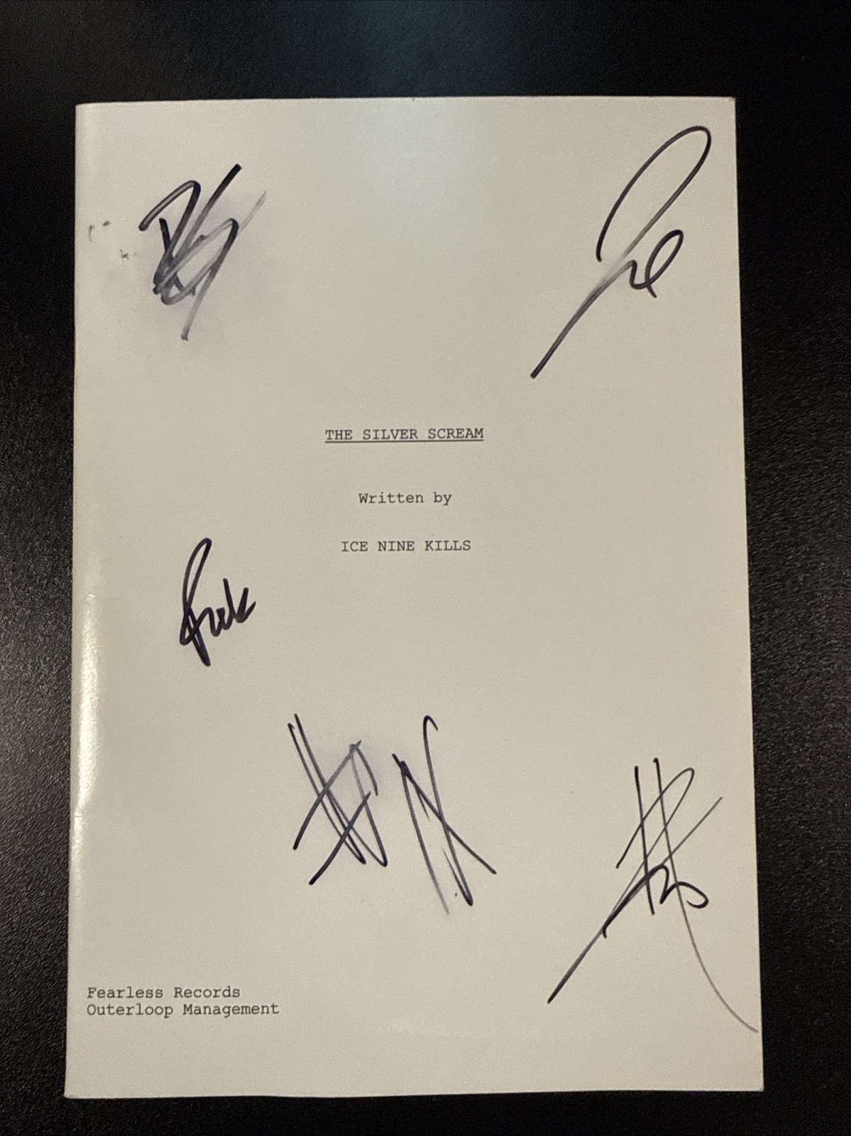 Ice Nine Kills HAND SIGNED Silver Scream Script lyric book 2018 AUTOGRAPHED