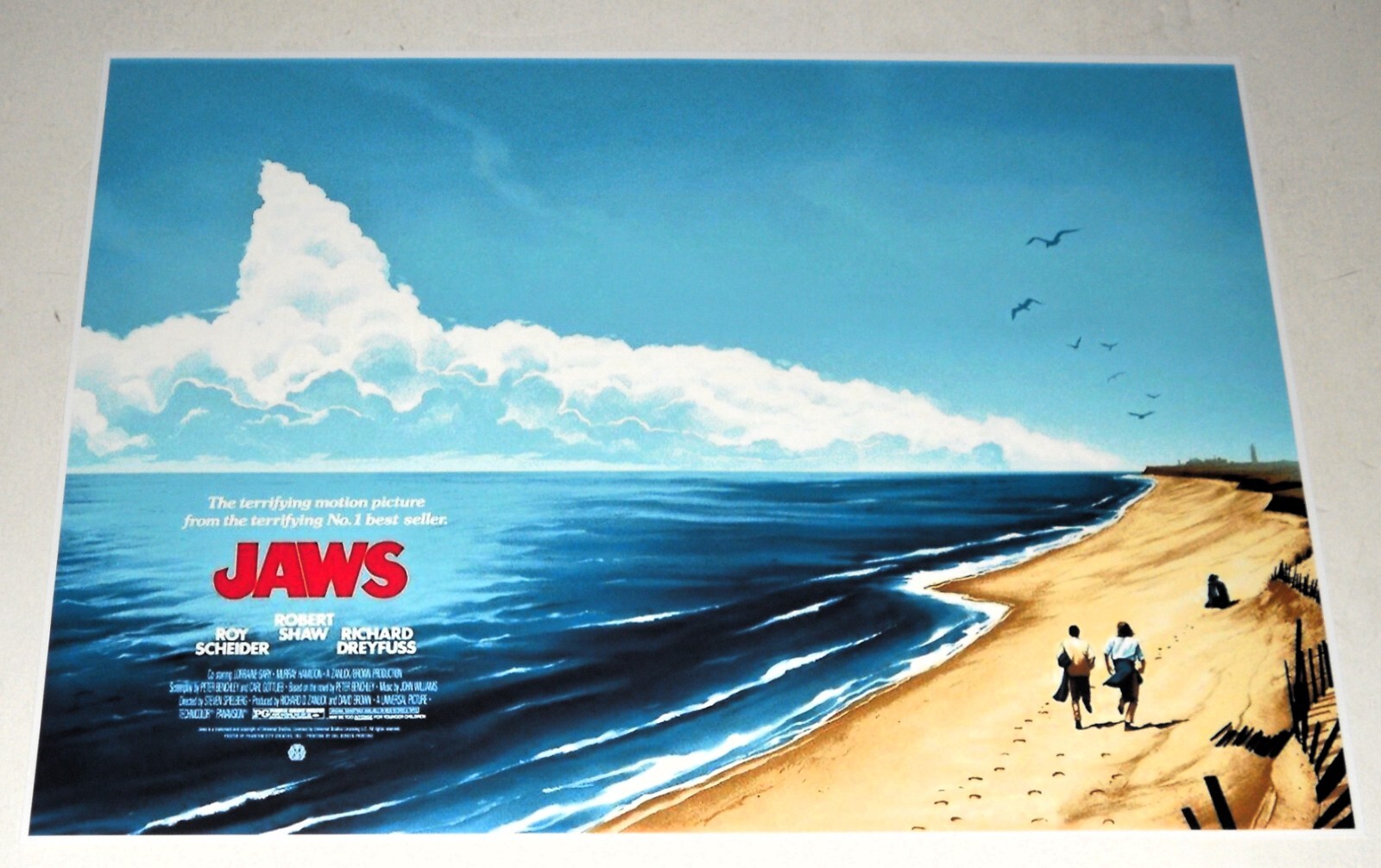 JAWS Film Steven Spielberg 1975 Alternate Poster “Shark Beach” 19″x13″