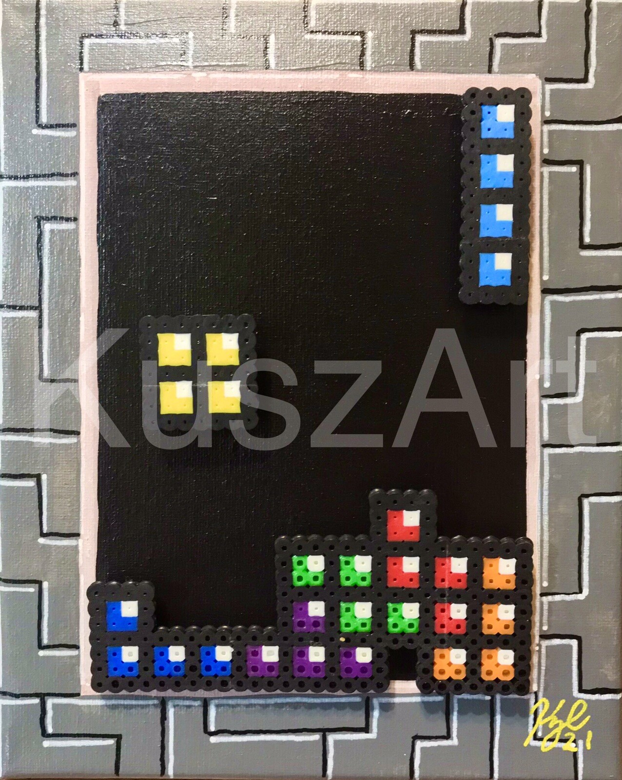 Tetris Pixel 8bit Video Game Art 8x10inch Nintendo NES Artwork retro gameroom