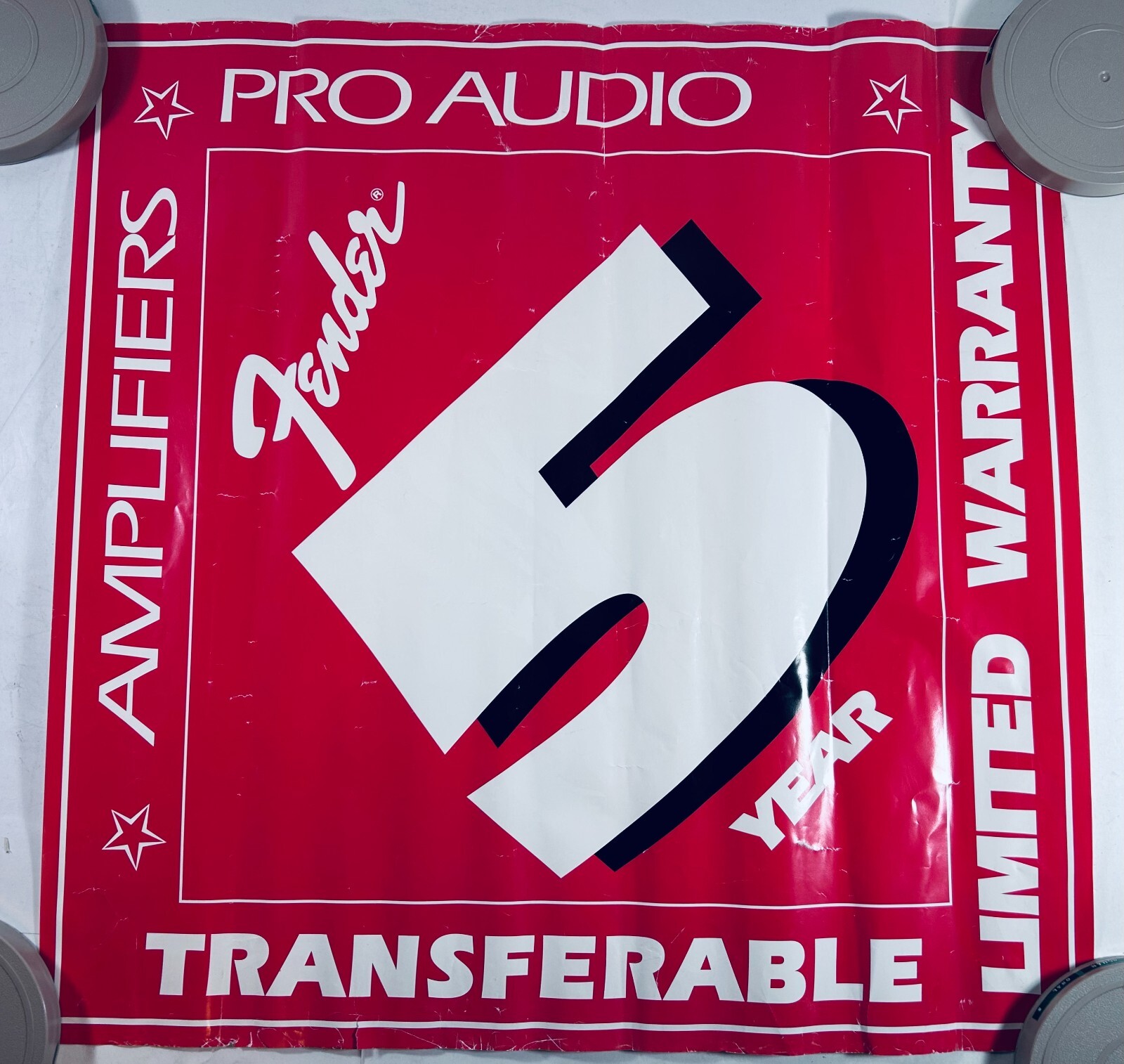 Fender Guitars Dealer Poster Pro Audio Amplifier 5 Year Warranty (24×24)
