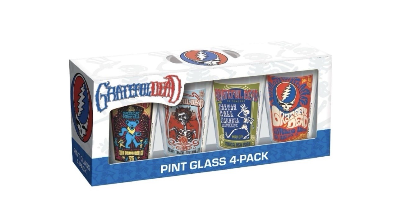 Grateful Dead 4 Pack Pint Glass – Grateful Dead Beer Glasses Father’s Day Gift