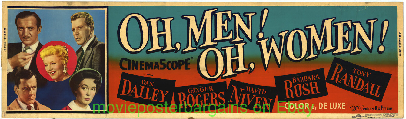 OH, MEN! OH, WOMEN! MOVIE POSTER Original 1957 Banner DAVID NIVEN GINGER ROGERS