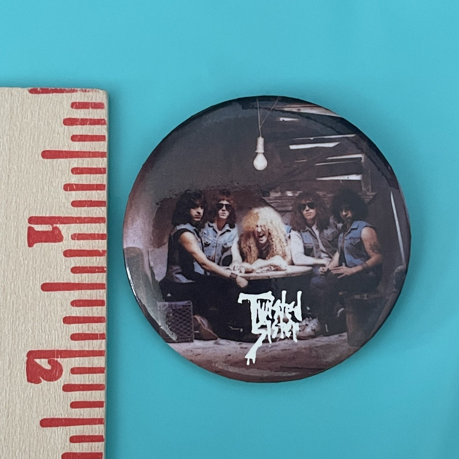 Vintage Twisted Sister Pinback Button 2.25″ badge 80s Glam Hair Metal Band Orig