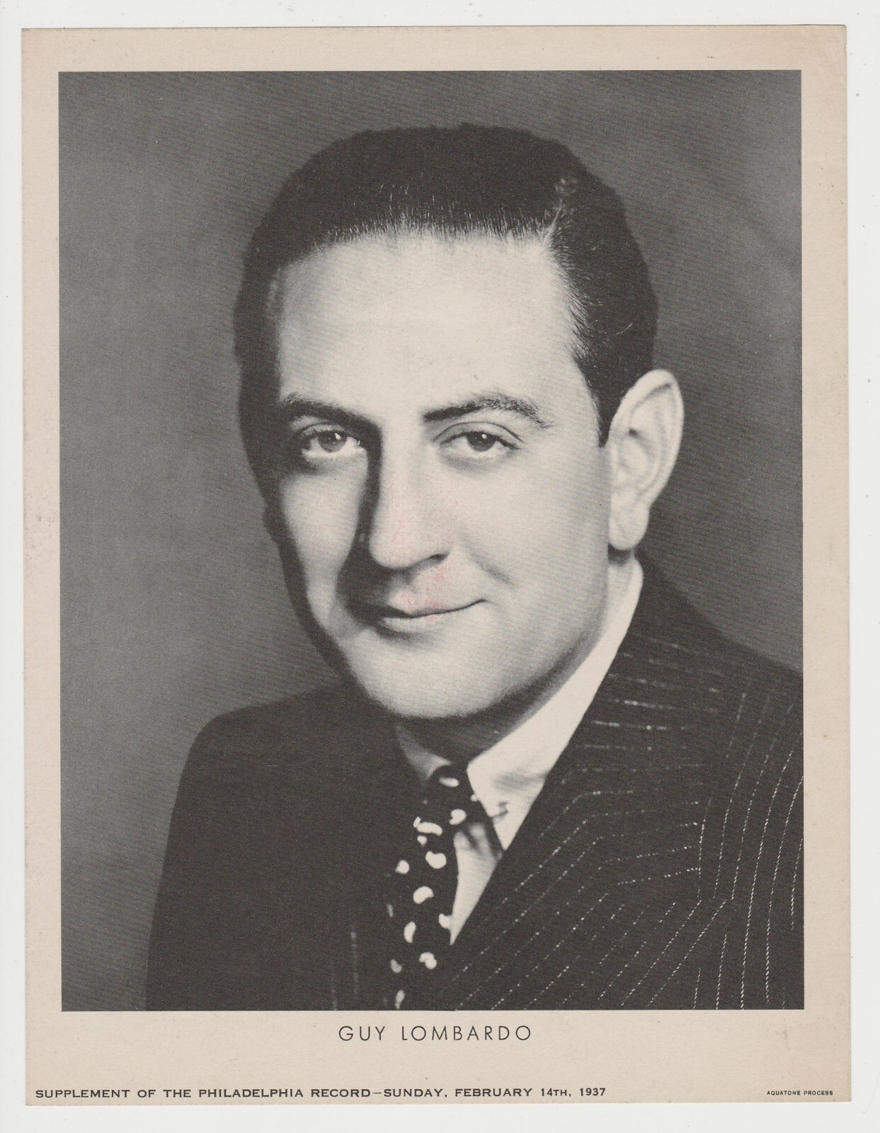 Guy Lombardo 1937 Philadelphia Rec Newspaper Supplement Printed Photo M23
